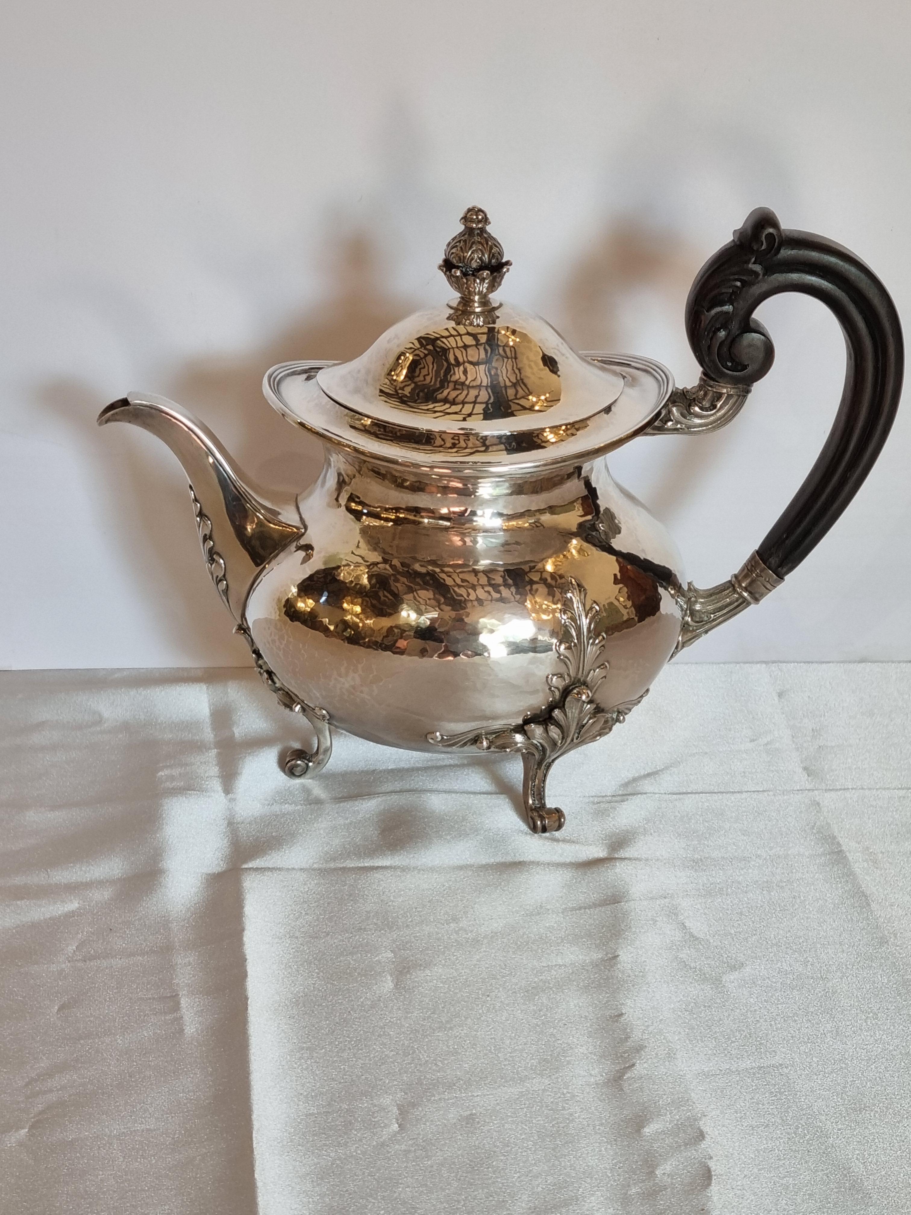 Renaissance Style Four-Piece Sterling Silver Tea and Coffee Set, Italy, 1985 For Sale 3