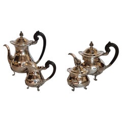 Vintage Renaissance Style Four-Piece Sterling Silver Tea and Coffee Set, Italy, 1985