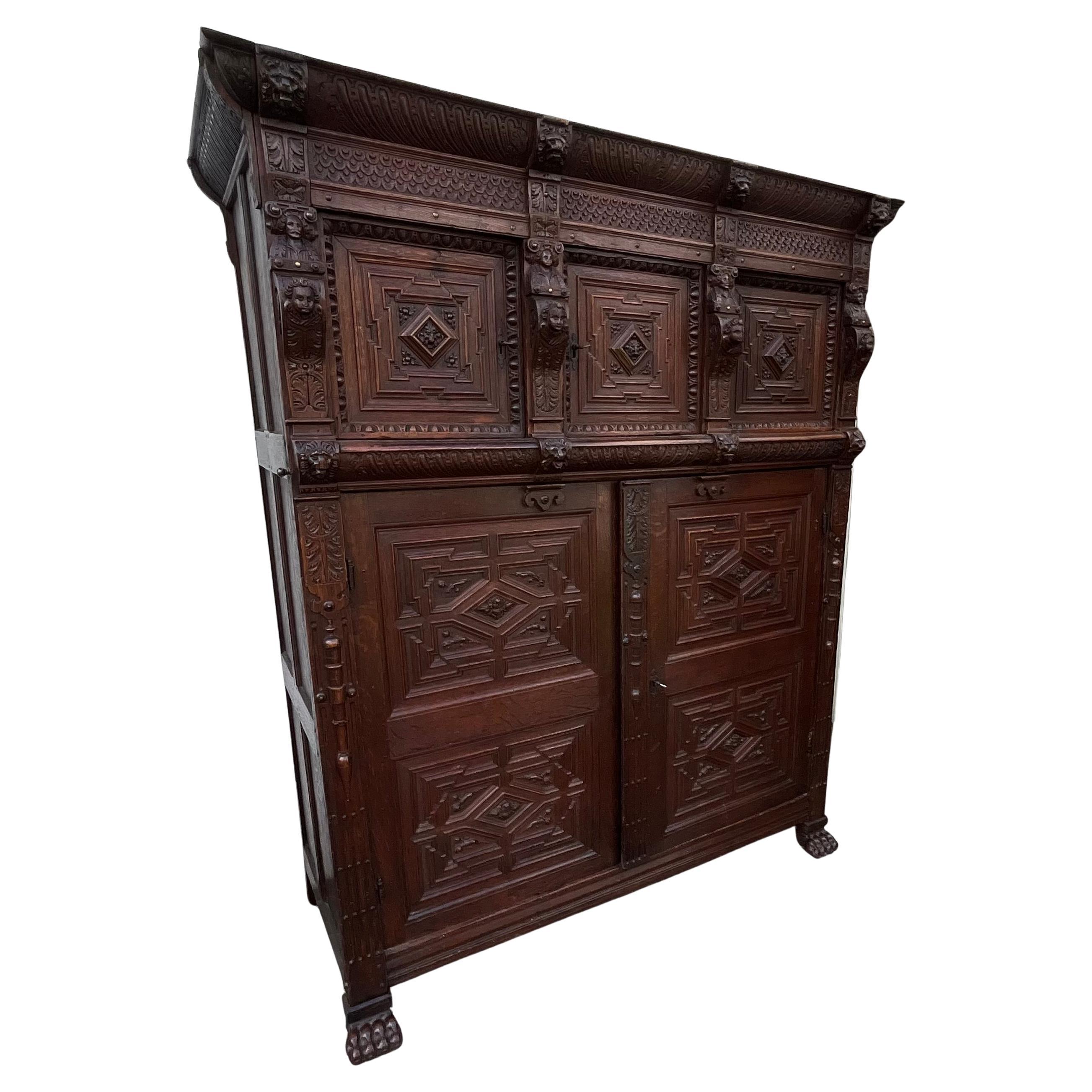 Renaissance Style Furniture In Solid Oak, Early 19th Century