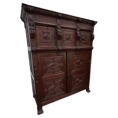 Renaissance Style Furniture In Solid Oak, Early 19th Century
