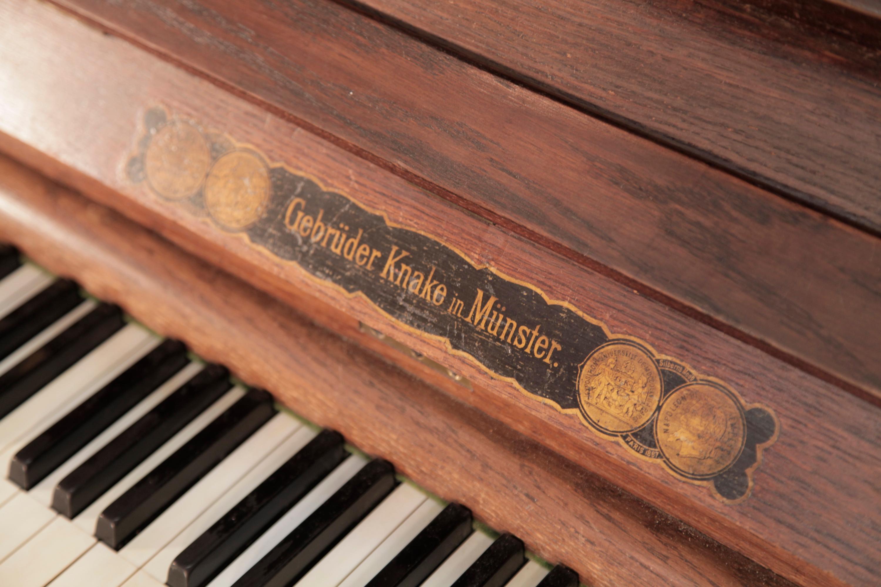 Renaissance Style, Gebruder Knake Upright Piano Carved Oak High Relief For Sale 7