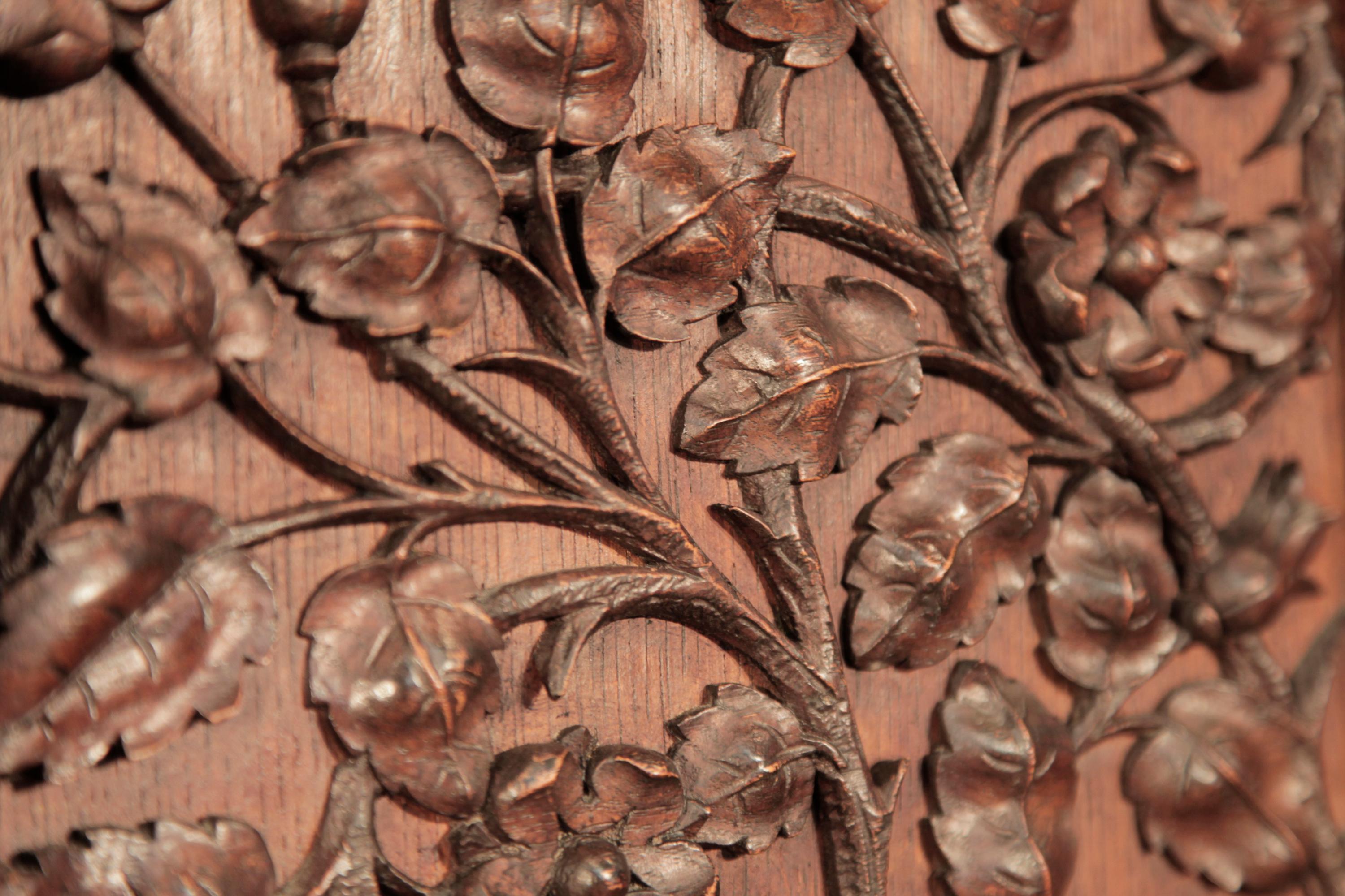 German Renaissance Style, Gebruder Knake Upright Piano Carved Oak High Relief For Sale