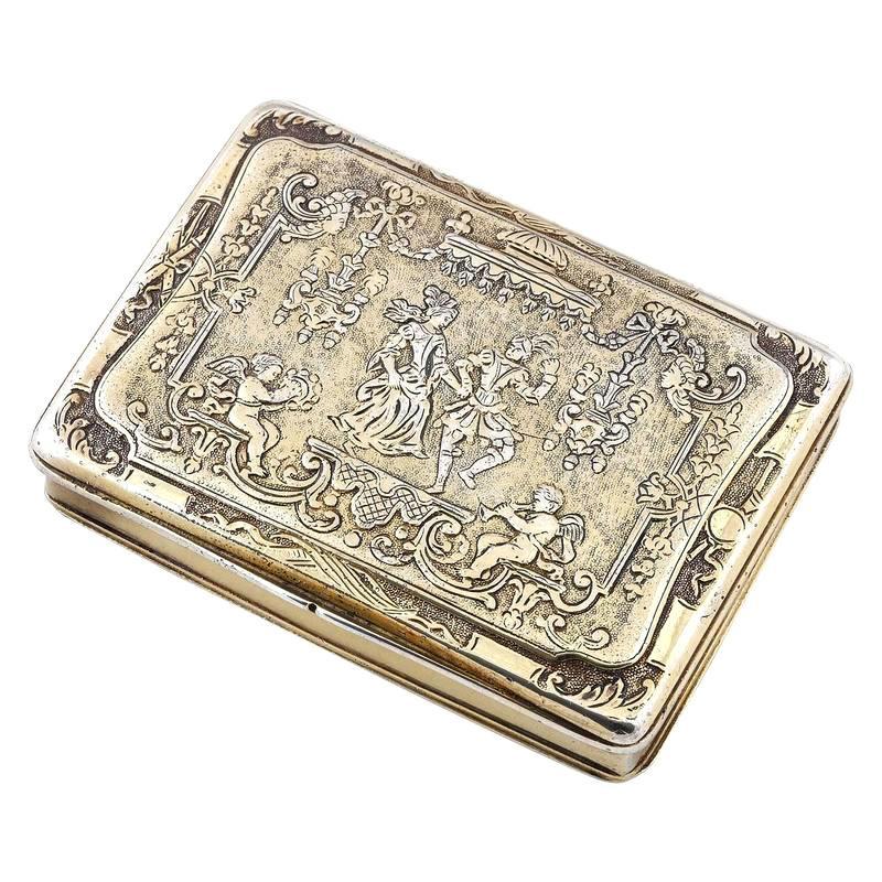 Tabatière allemande en argent doré de style Renaissance Unisexe en vente