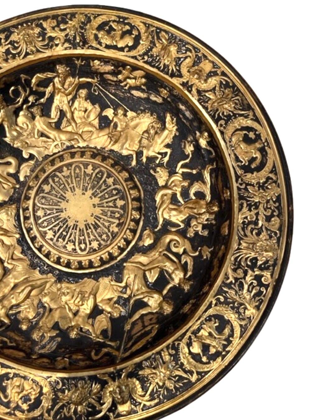Renaissance style Gilt and Silvered Bronze Alms Dish, early 19th Century  6