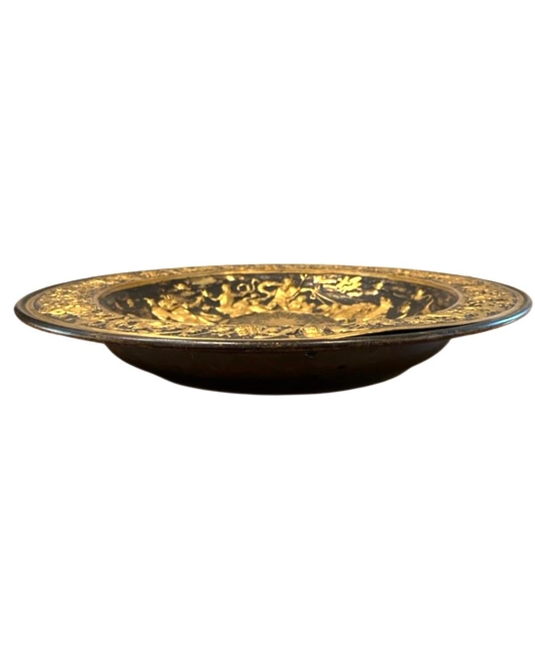 Renaissance style Gilt and Silvered Bronze Alms Dish, early 19th Century  3