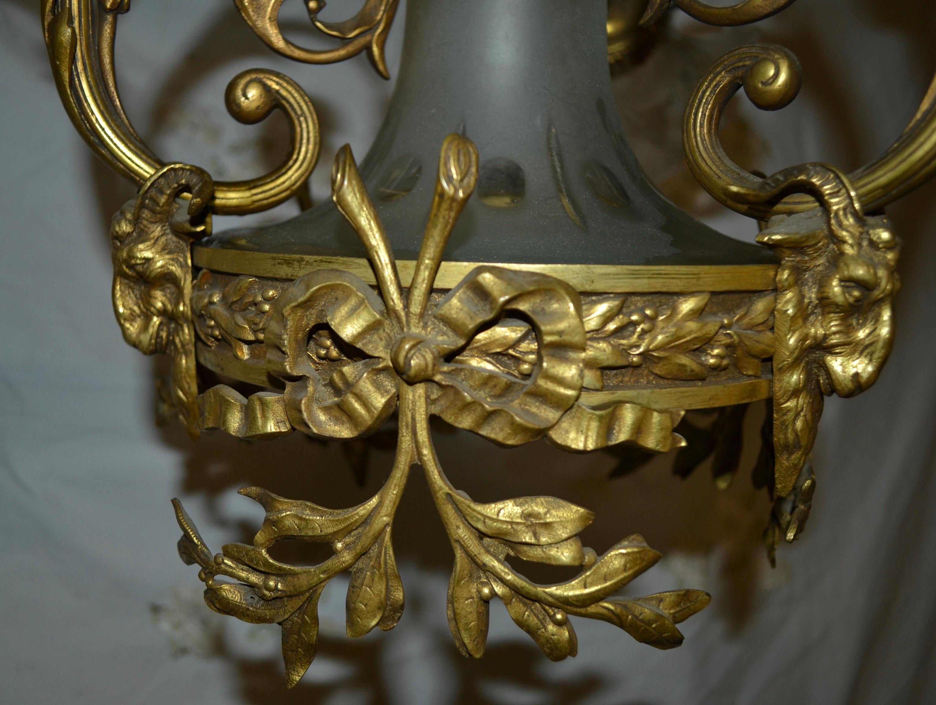 Renaissance Style Gilt-Bronze and Patinated Bronze Chandelier In Good Condition In Stamford, CT