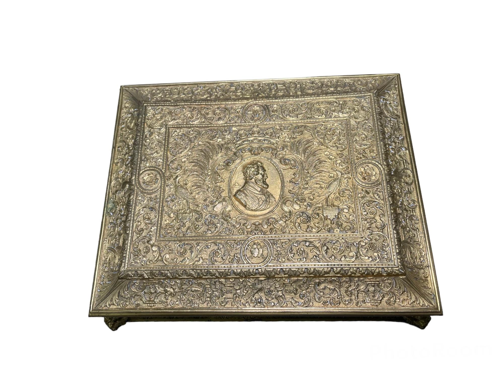 Renaissance Style Gilt Rectangular Casket , Jewelry, Desk and /or Decorative Box For Sale 1