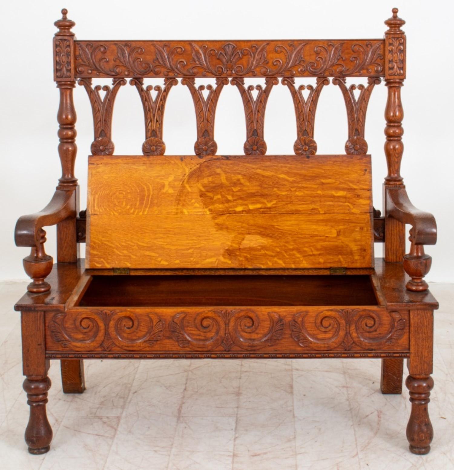 English Renaissance Style Hall Bench or Settee For Sale