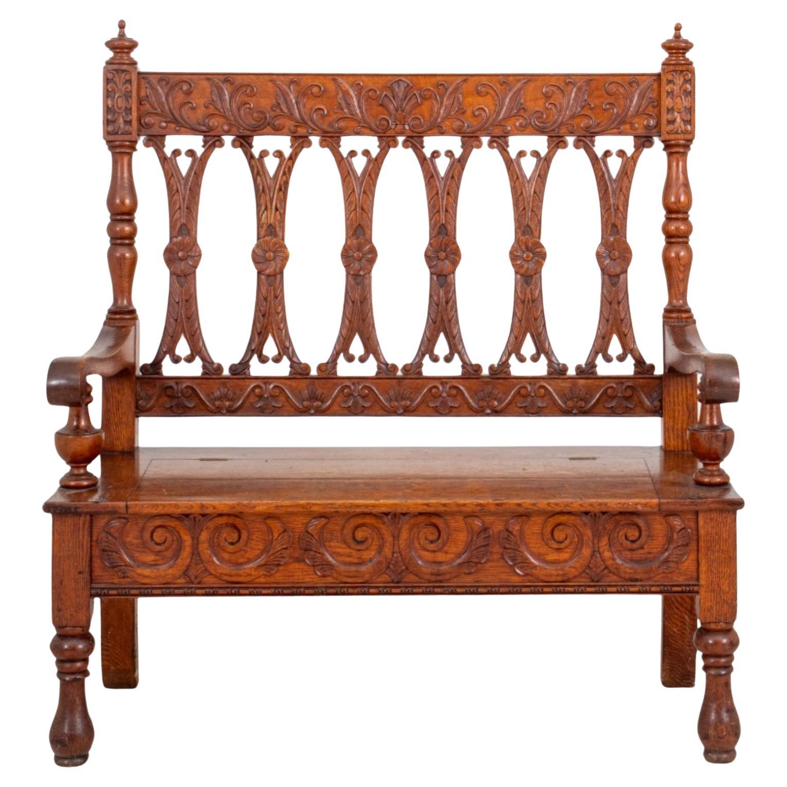 Renaissance Style Hall Bench or Settee For Sale