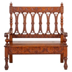 Renaissance Style Hall Bench or Settee