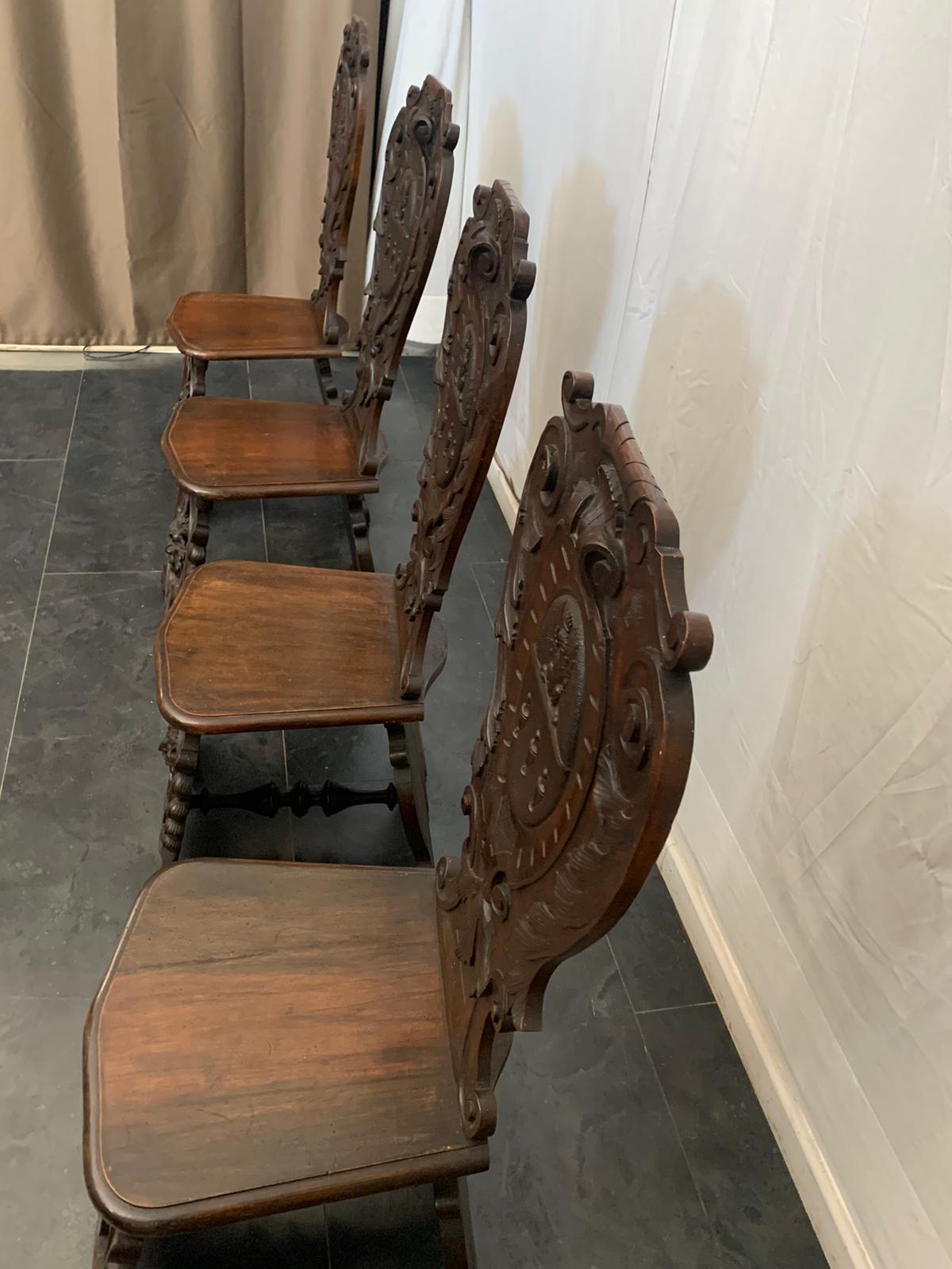 Late 19th Century Renaissance Style Inlaid Dining Chair For Sale