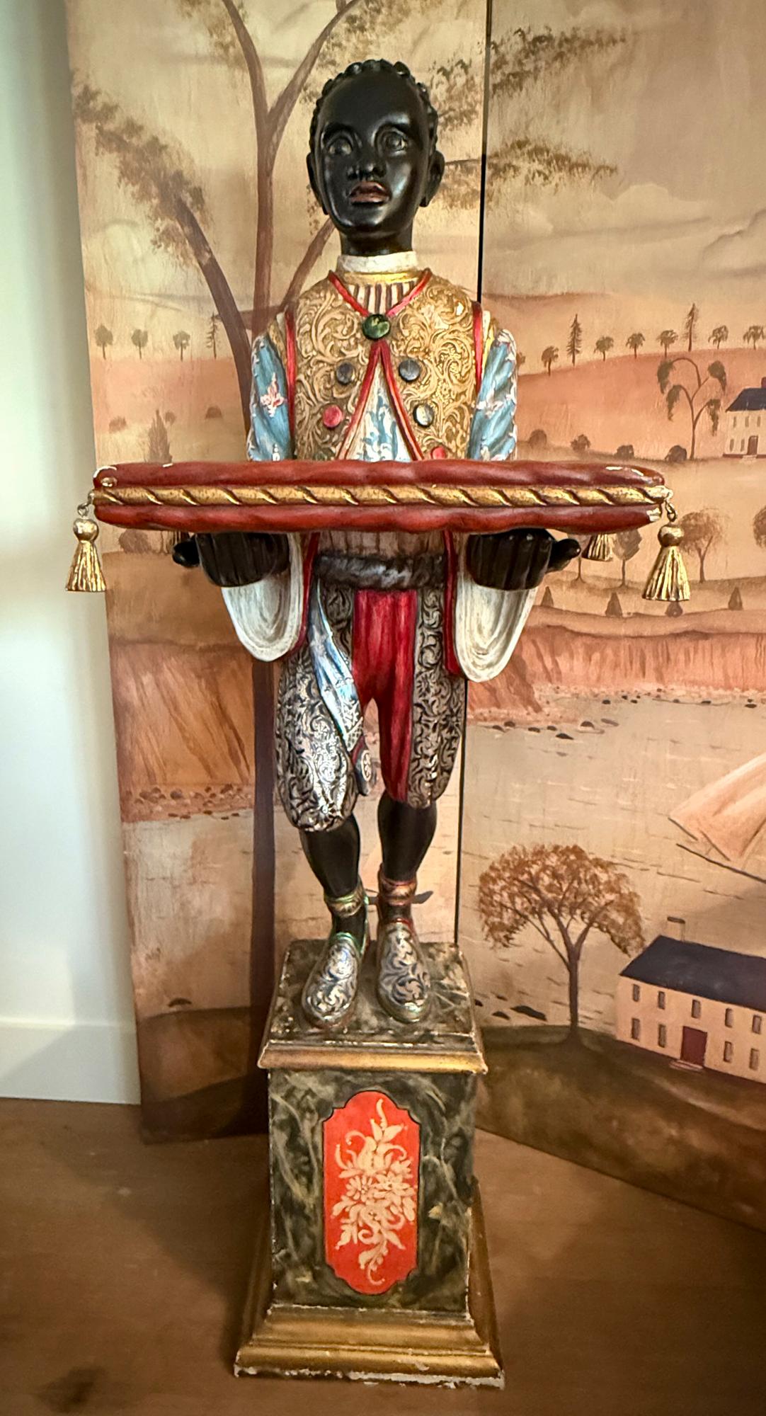 Renaissance Style Italian Carved Wood Blackamoor (from a Mario Buatta  Apt. N Y) In Good Condition For Sale In San Francisco, CA