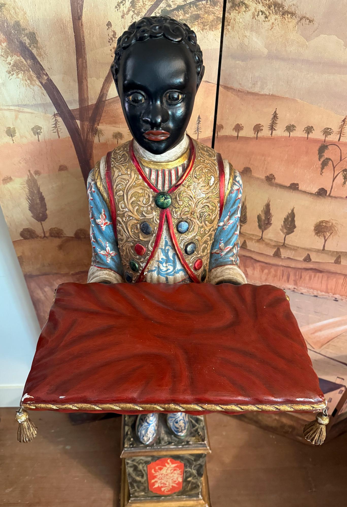 20th Century Renaissance Style Italian Carved Wood Blackamoor (from a Mario Buatta  Apt. N Y) For Sale