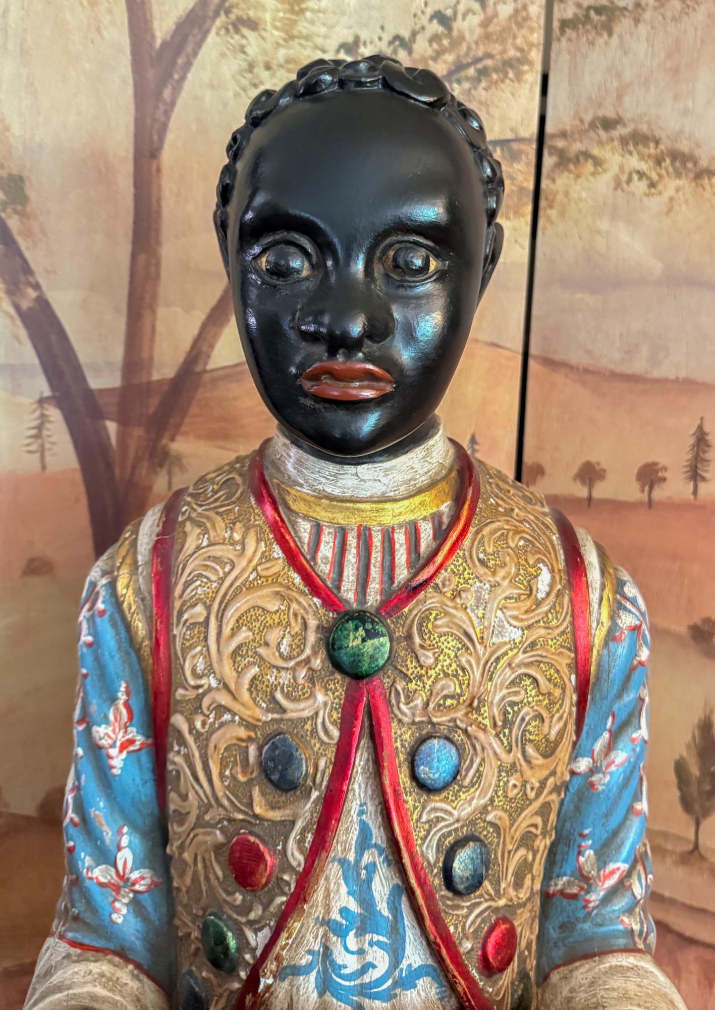 Gesso Renaissance Style Italian Carved Wood Blackamoor (from a Mario Buatta  Apt. N Y) For Sale