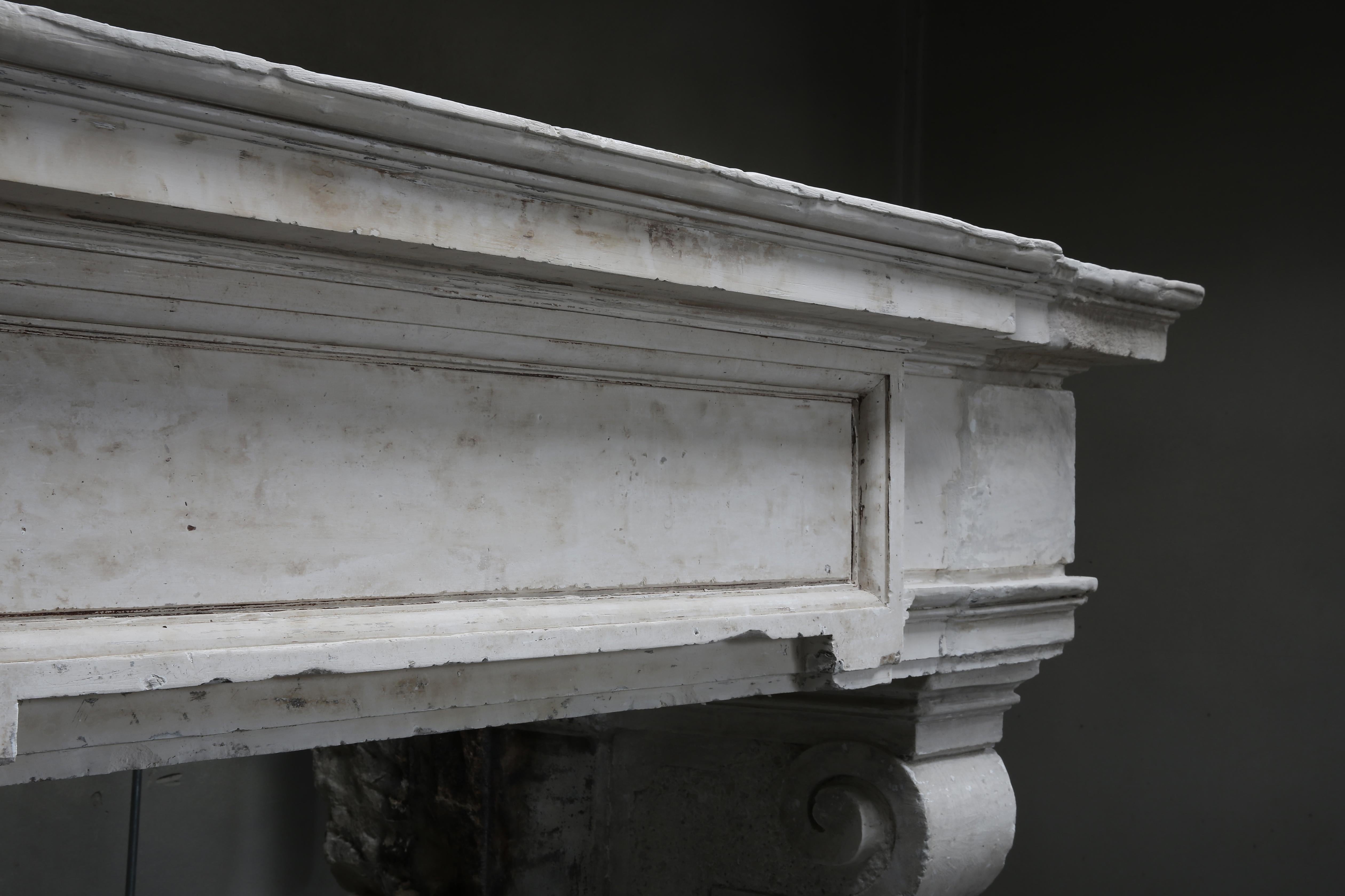 18th Century and Earlier Renaissance Style Mantel from the 18th Century of French Limestone For Sale