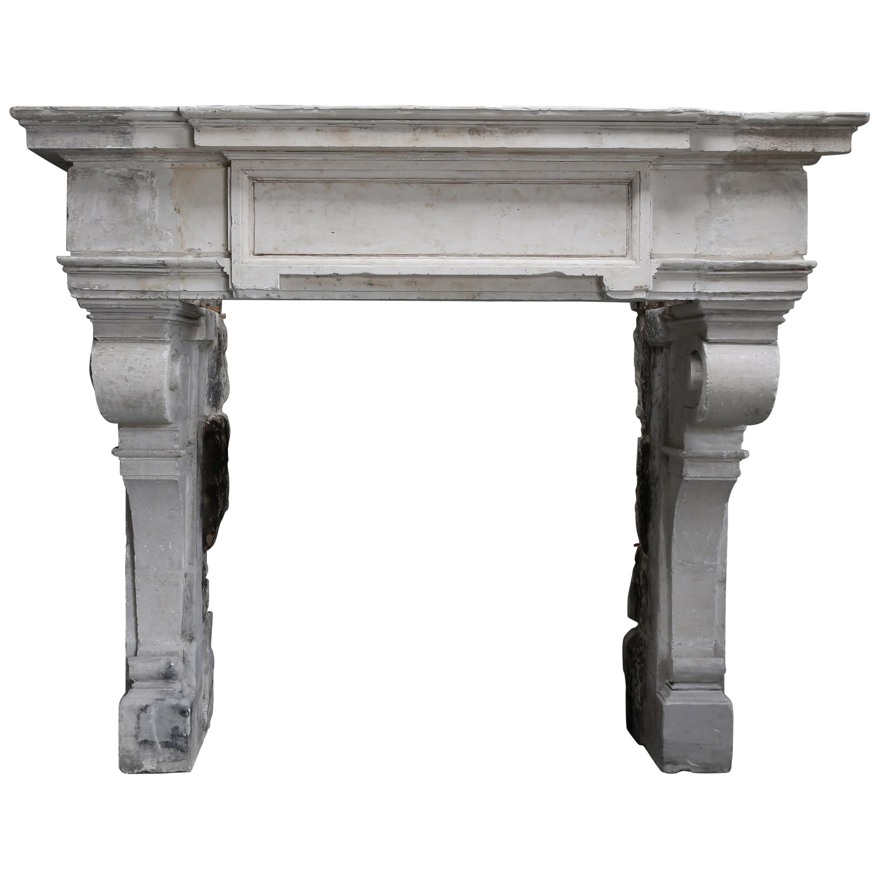 Renaissance Style Mantel from the 18th Century of French Limestone For Sale