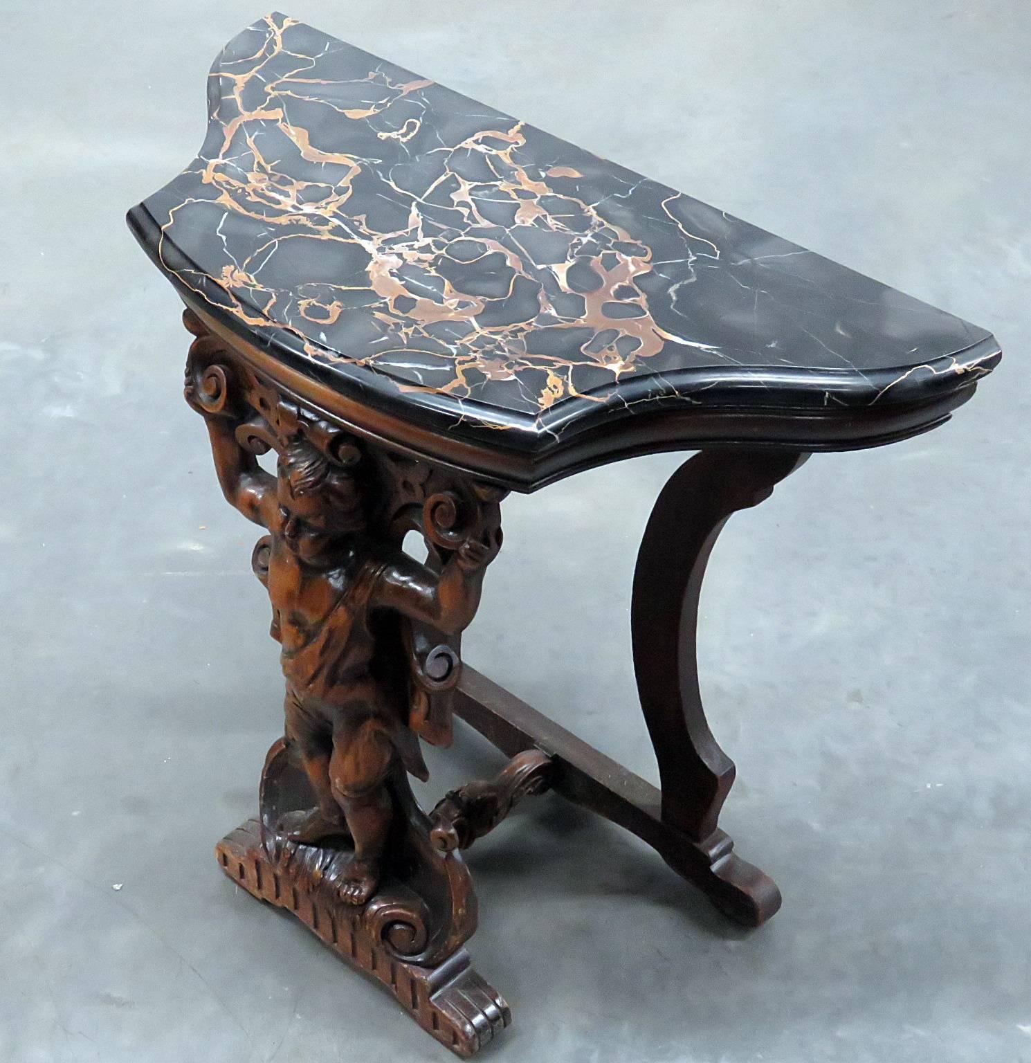 Early 20th Century Renaissance Style Marble Top Hall Table