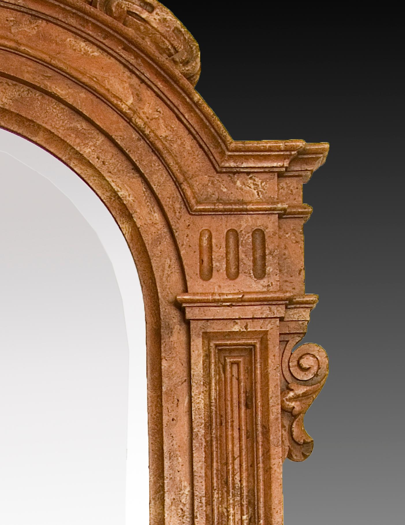 Renaissance Style Mirror, Marble Dust Patina, 20th Century In Good Condition For Sale In Madrid, ES