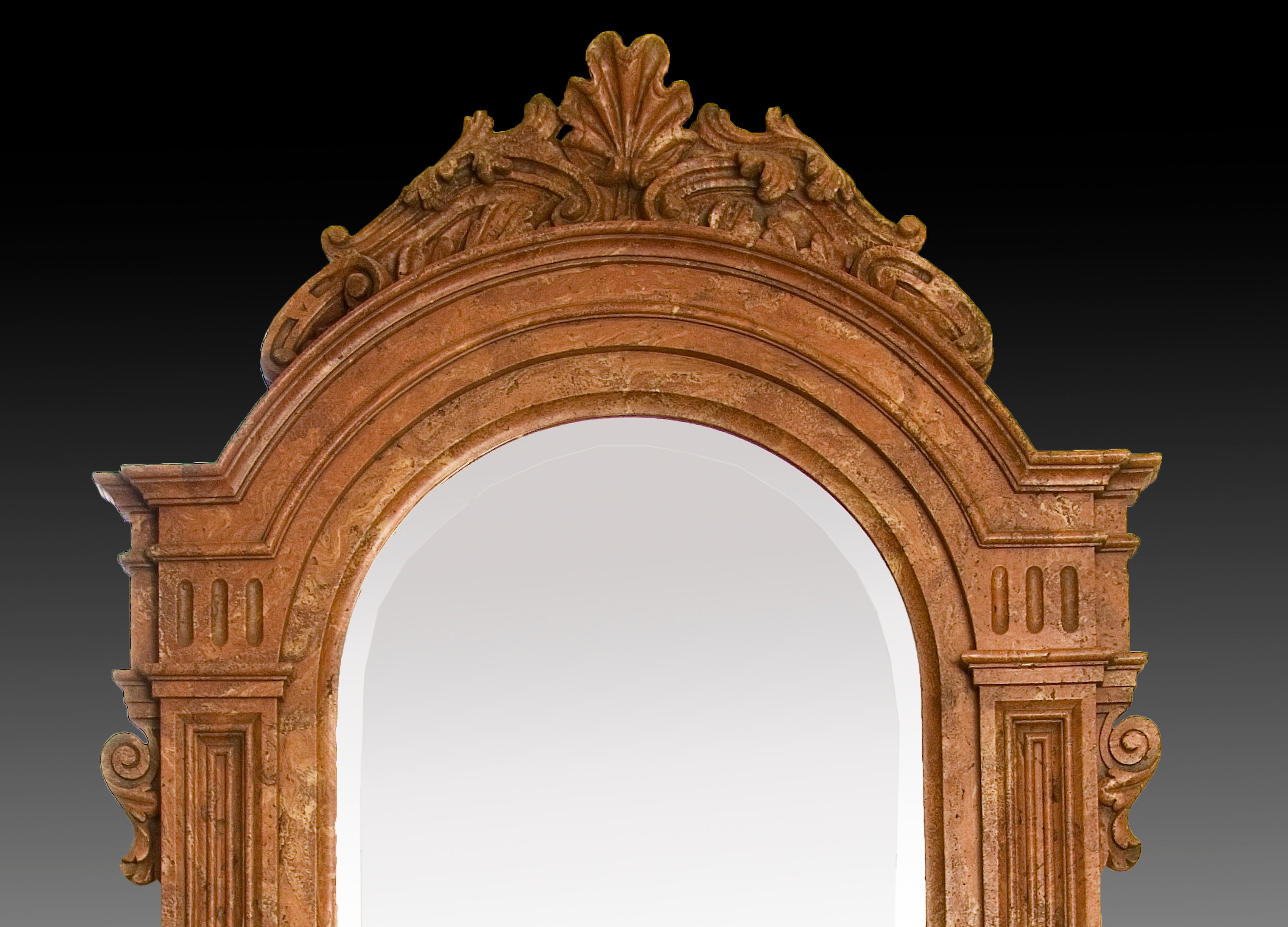 Other Renaissance Style Mirror, Marble Dust Patina, 20th Century For Sale