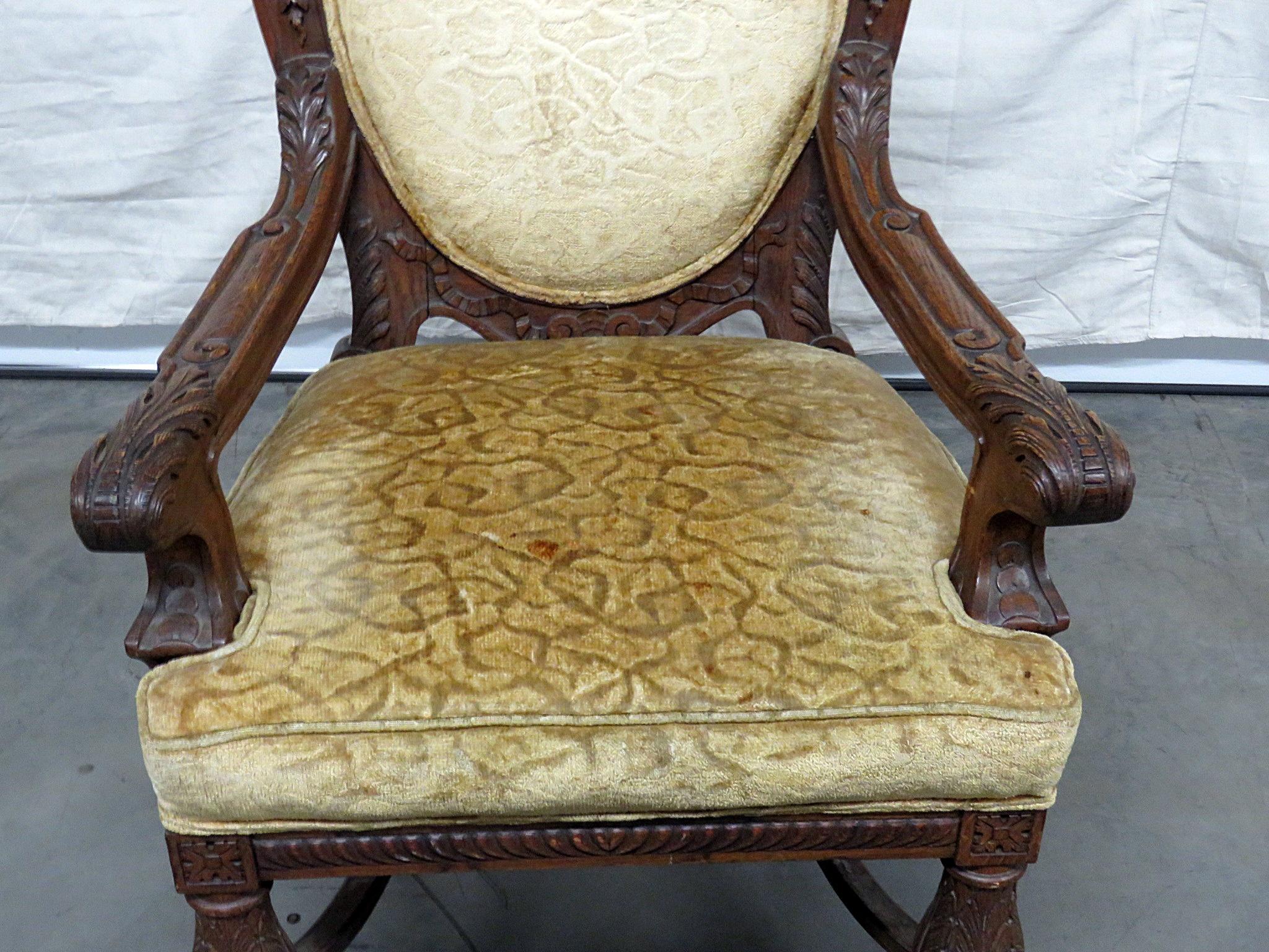 American Renaissance Style Oak Throne Chair Attributed to Horner For Sale