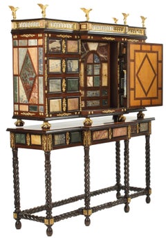 Renaissance Style Ormolu- Mounted Specimen Marble Cabinet on Stand