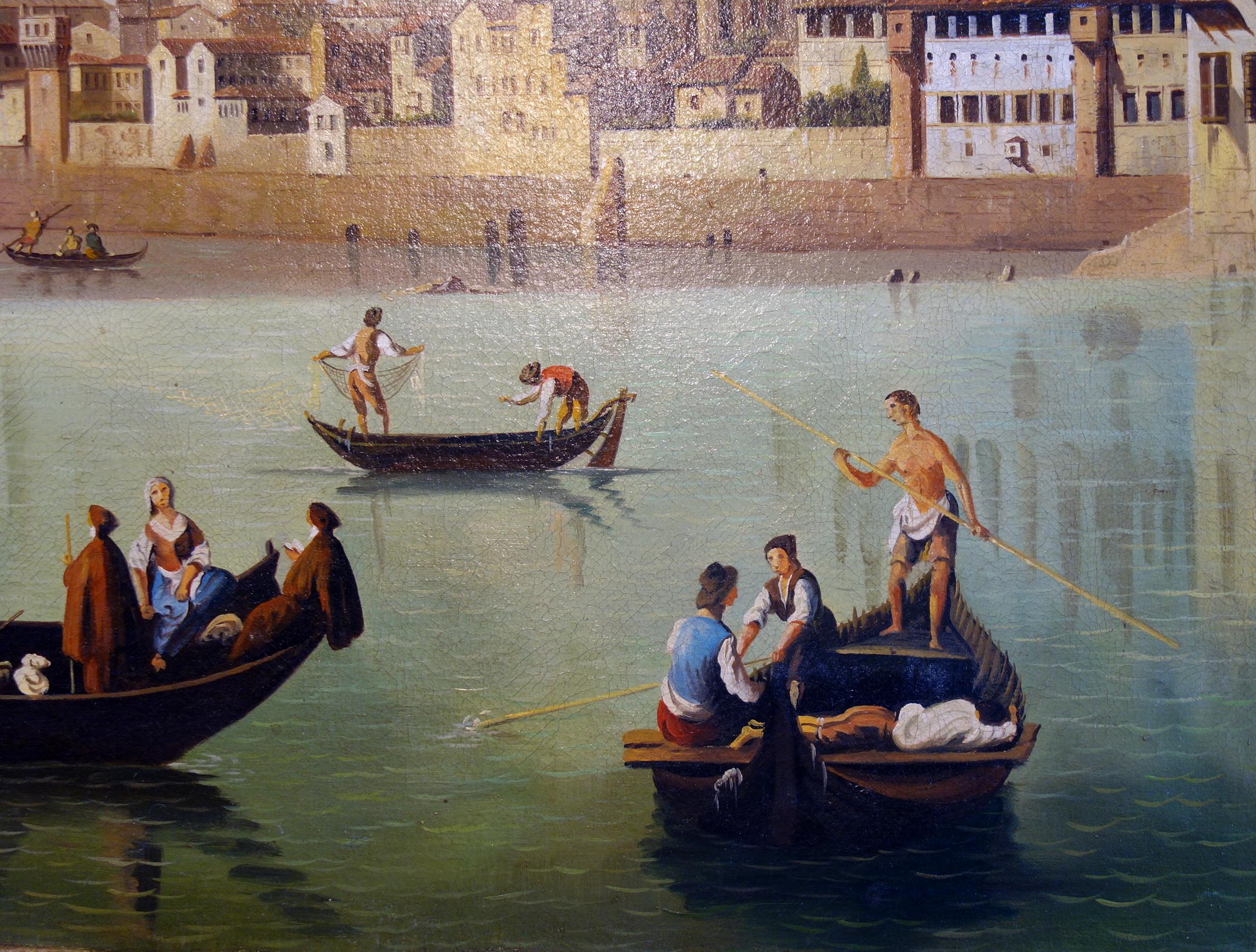 gemälde im Renaissance-Stil des 19. Jahrhunderts Ponte Vecchio Palazzo Vecchio e Duomo im Zustand „Gut“ in Encinitas, CA