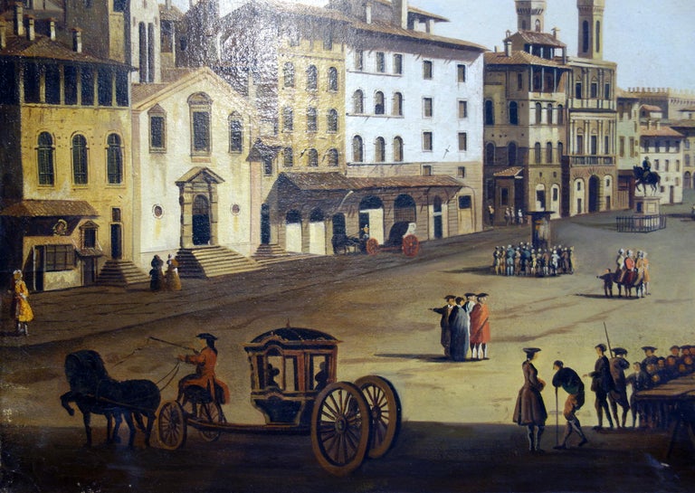 Renaissance Style Painting of Piazza Della Signoria, Palazzo Vecchio ...