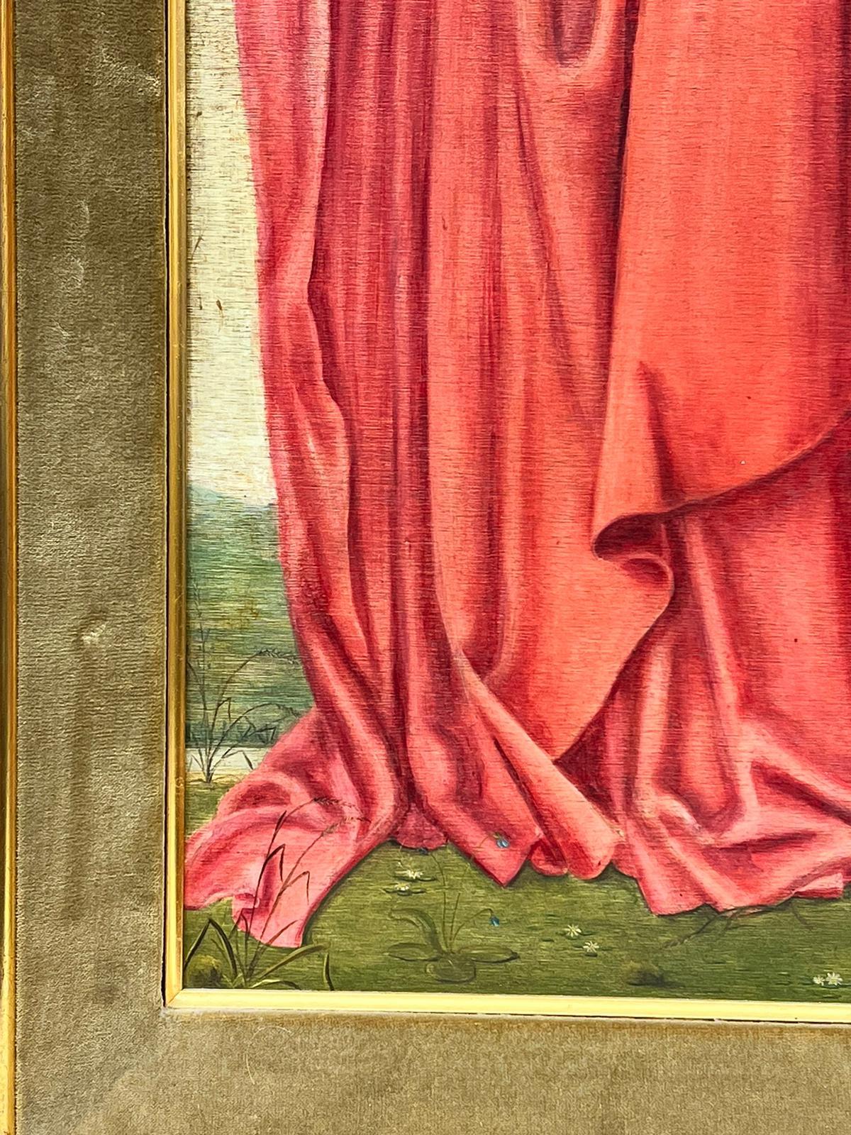 Portrait de Sainte-Catherine de style Renaissance médiévale debout dans un paysage à l'huile en vente 3