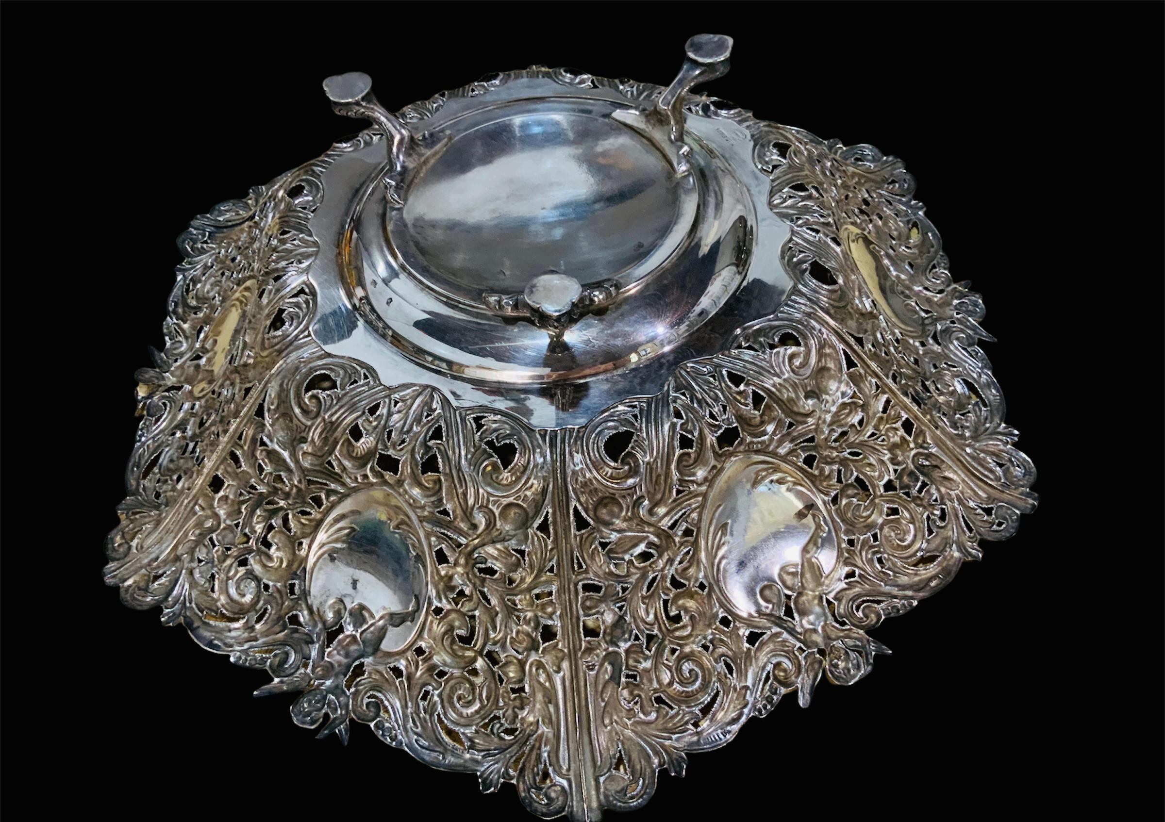 Repoussé Renaissance Style Repousse Silver Plate Large Compote