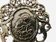 Renaissance Style Small Silver Baby Crib Medal