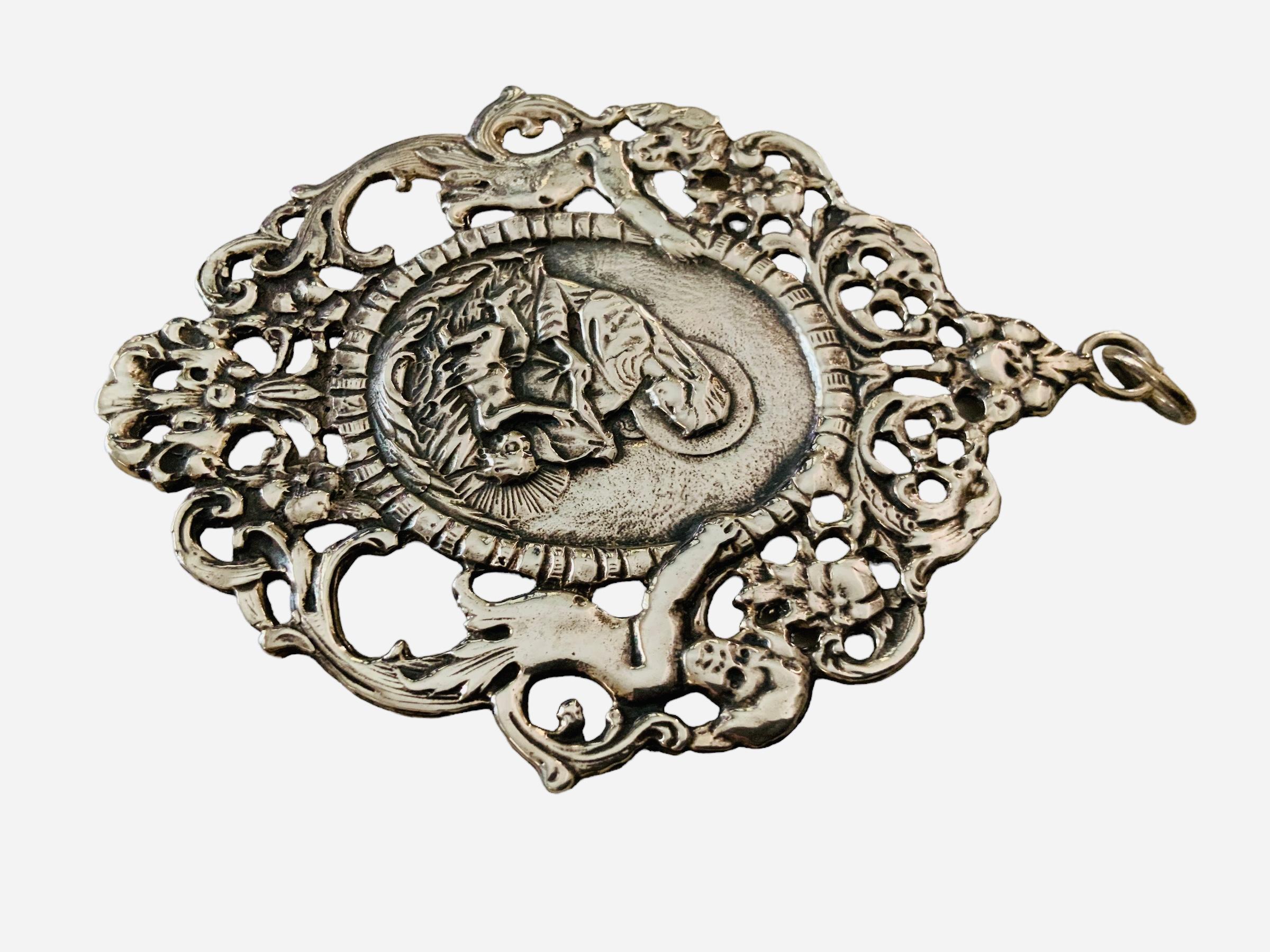 Unknown Renaissance Style Small Silver Baby Crib Medal For Sale