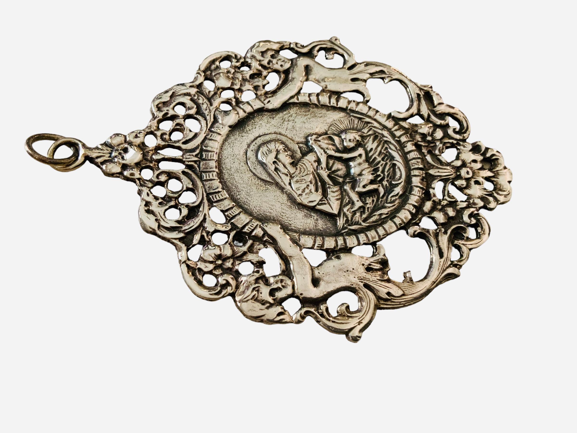 Hand-Crafted Renaissance Style Small Silver Baby Crib Medal For Sale