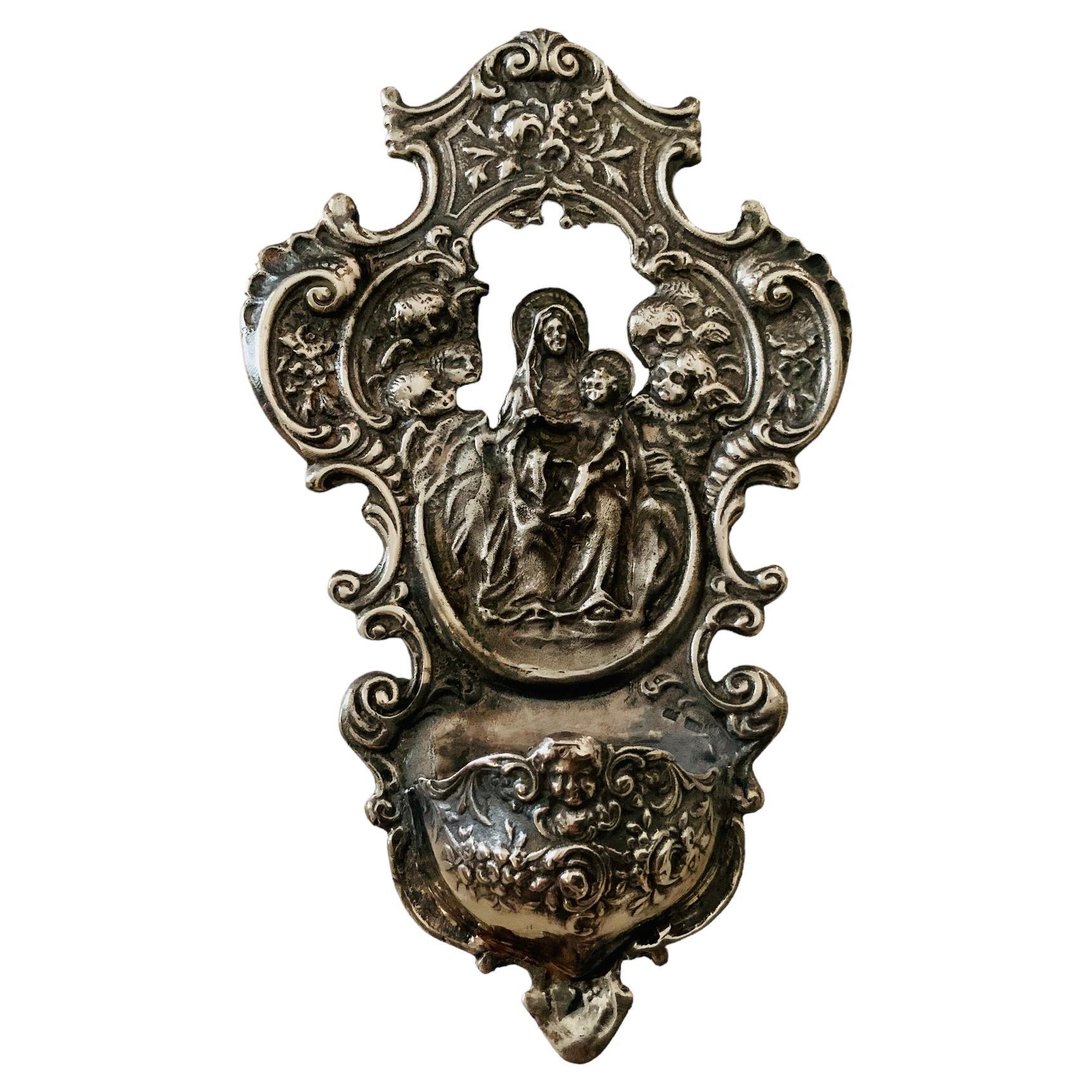 Renaissance Style Small Silver Benitier For Sale