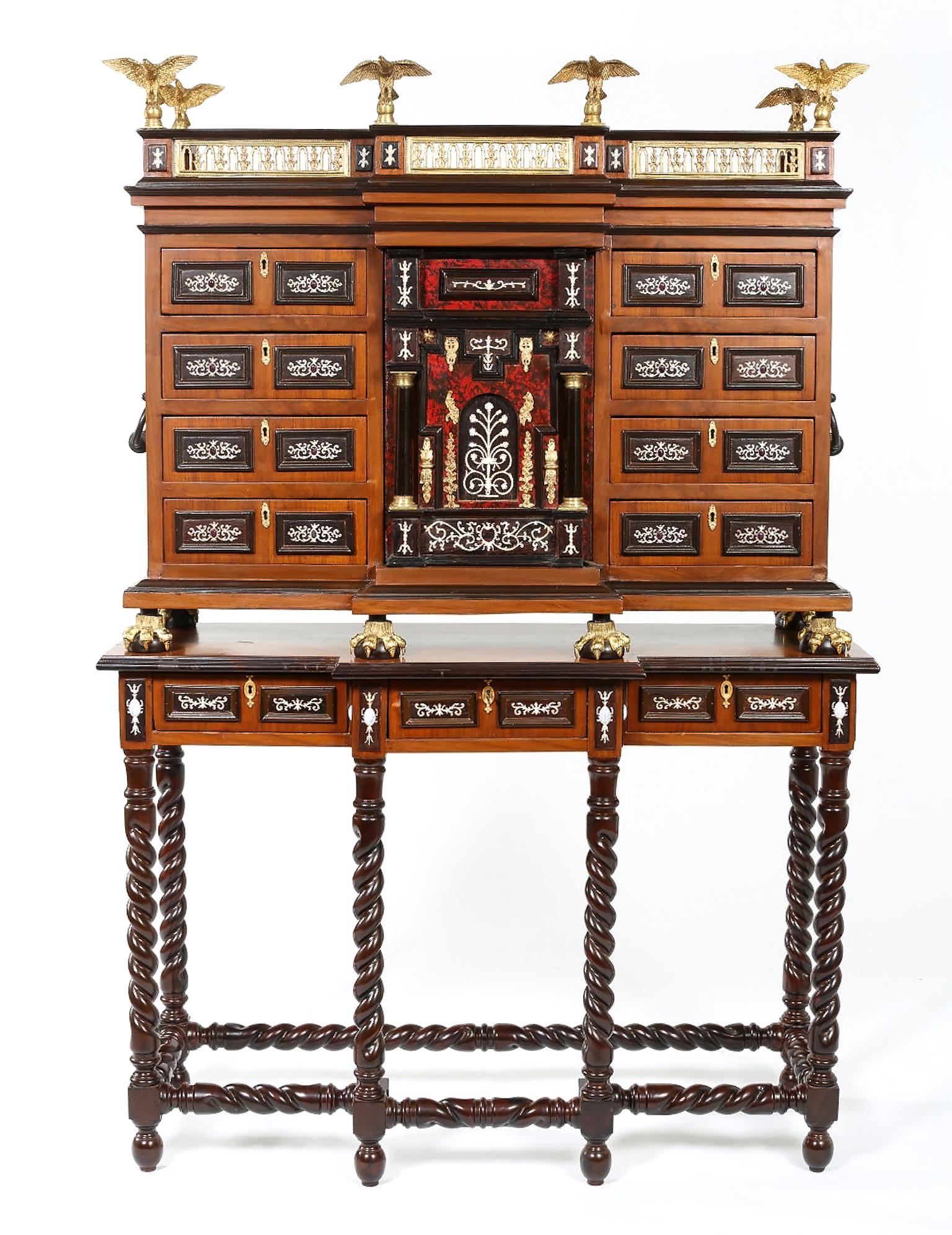 Renaissance Style Spanish Vargueno Cabinet On Stand In Good Condition In Tarry Town, NY