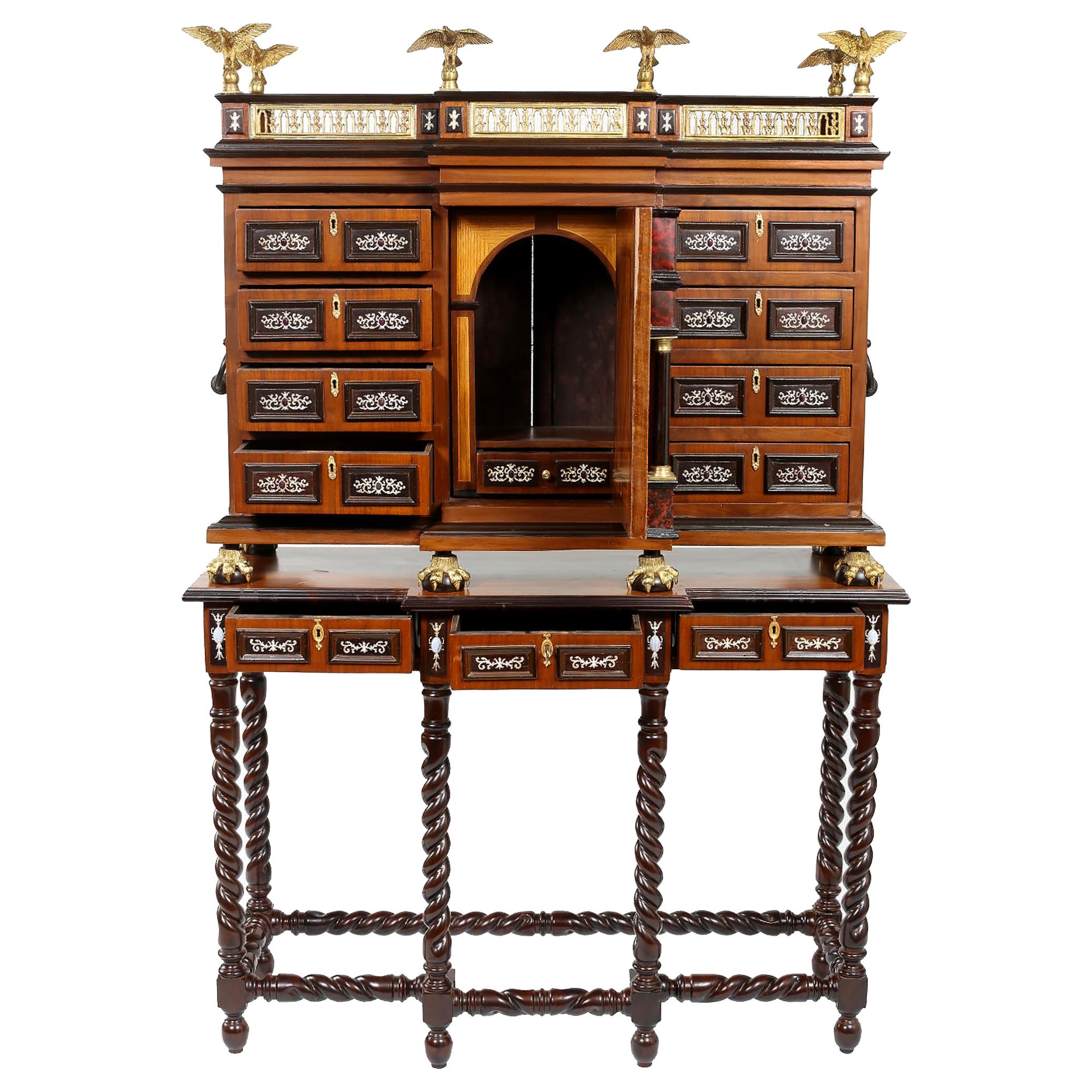 Renaissance Style Spanish Vargueno Cabinet On Stand