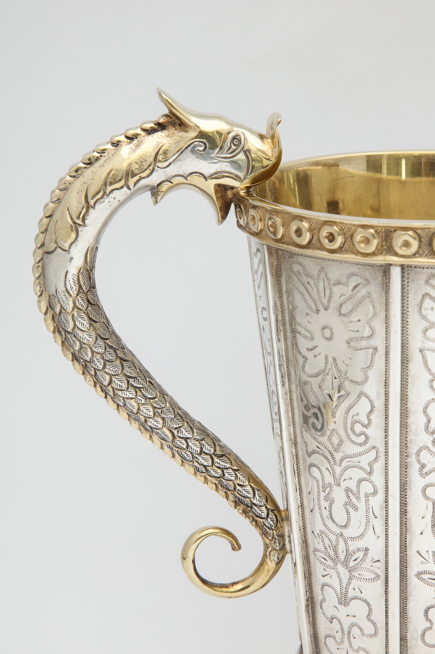 Quetzalcoatl-Inspired Sterling Silver Gilt Pitcher by Tane 5
