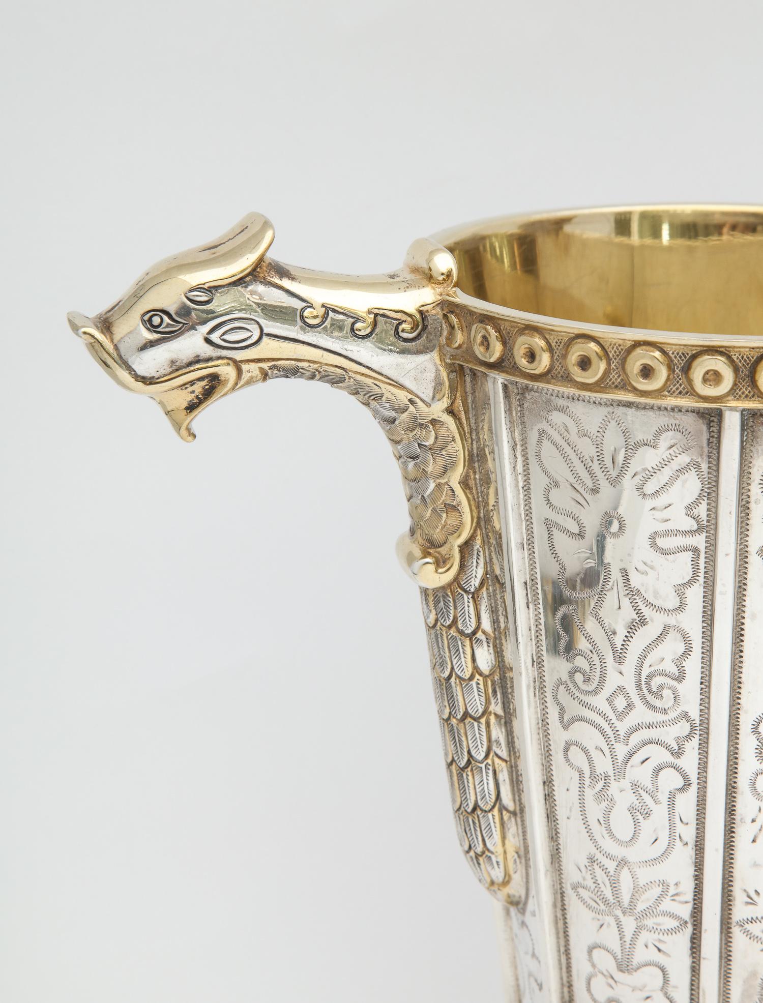 Quetzalcoatl-Inspired Sterling Silver Gilt Pitcher by Tane In Good Condition In New York, NY