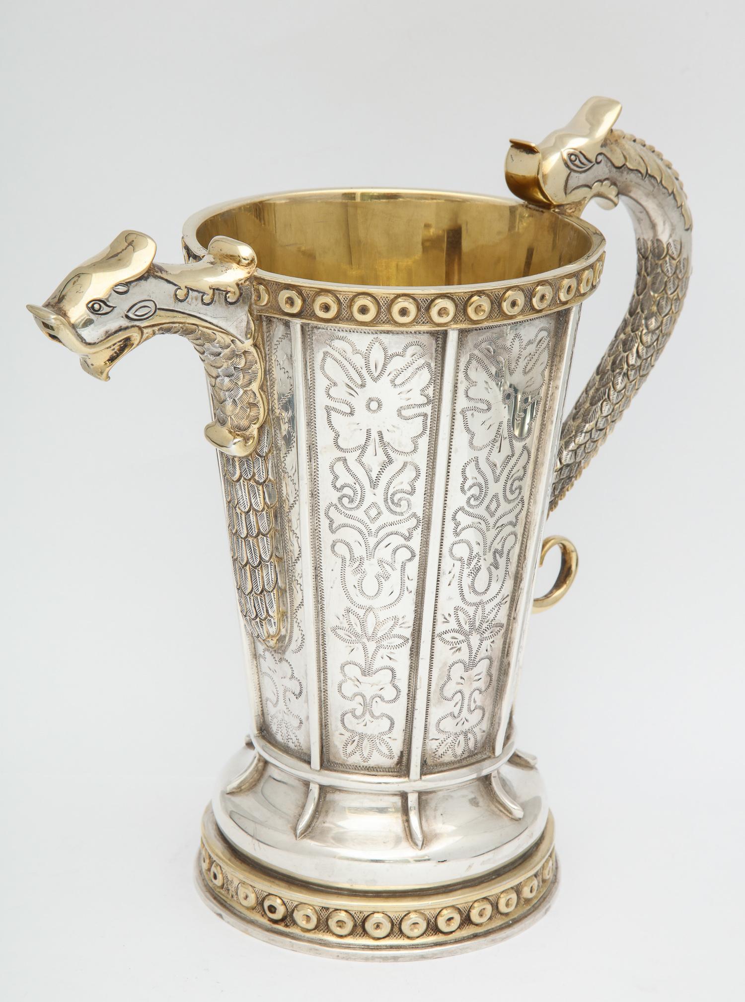 Quetzalcoatl-Inspired Sterling Silver Gilt Pitcher by Tane 1
