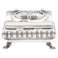 Renaissance Style Sterling Silver Paw-Footed Trinkets Box With Hinged Lid