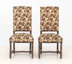 Renaissance Style Upholstered Chairs, Pair