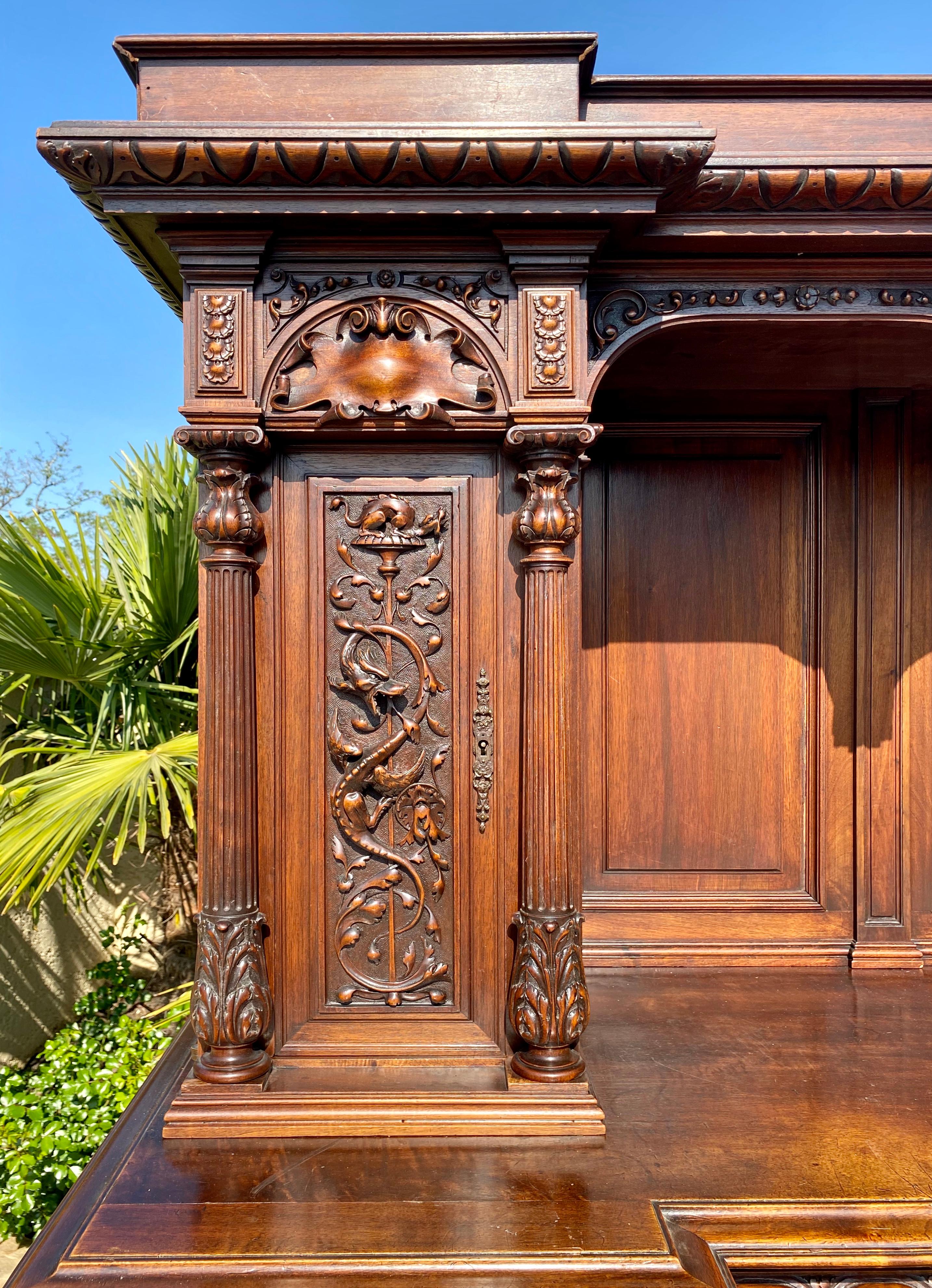French Renaissance Style Walnut Dining Room Richly Carved, 19th Century