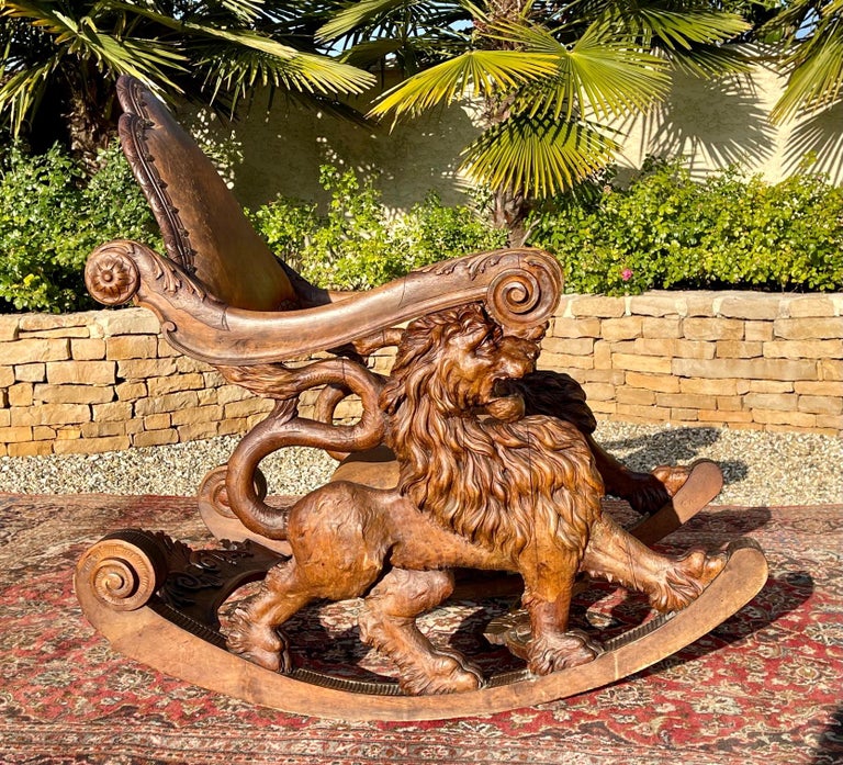 Renaissance Style, Walnut Rocking Chair Richly Carved, 19th Century For ...