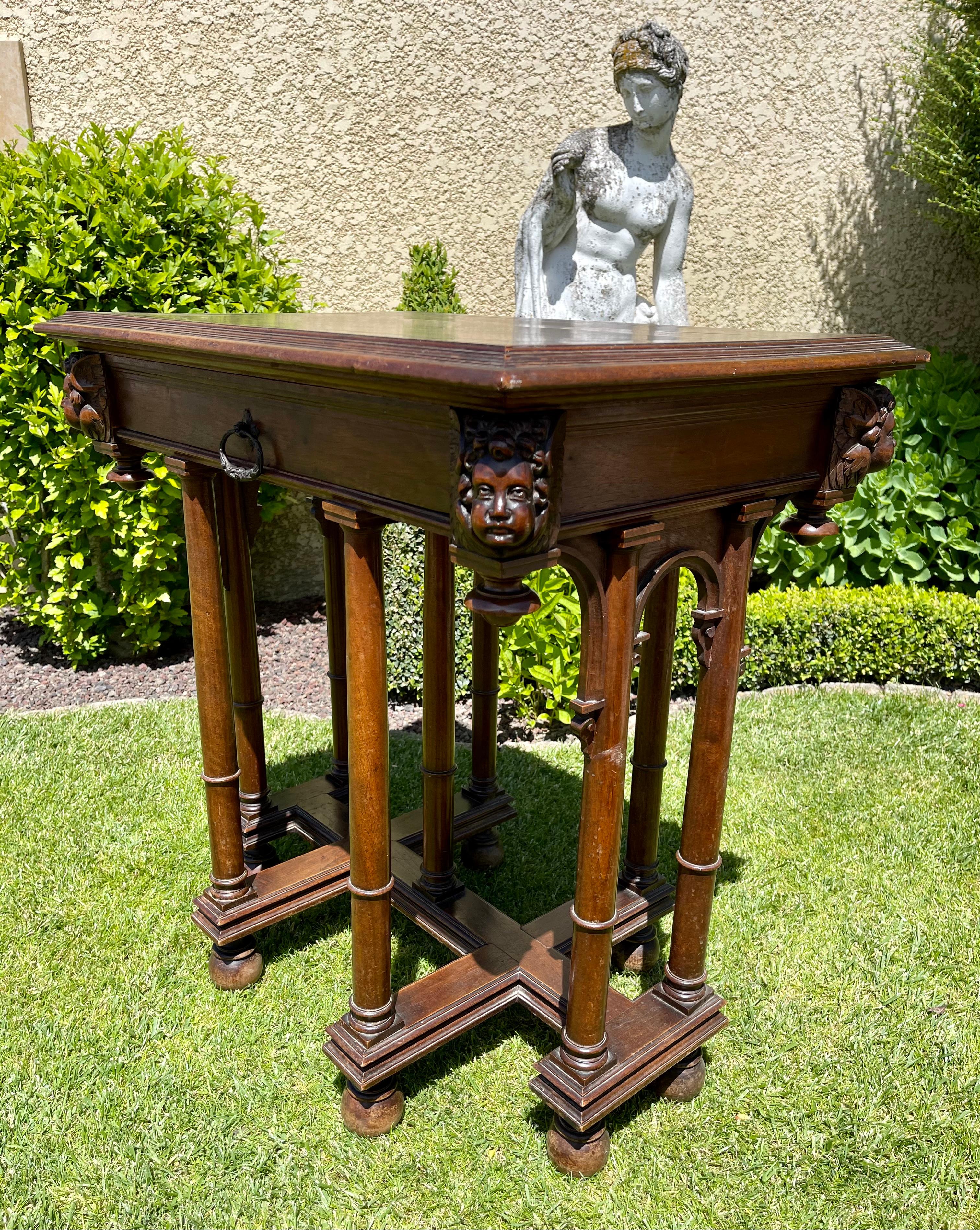 Renaissance Style Walnut Small Table, 19th Century 4