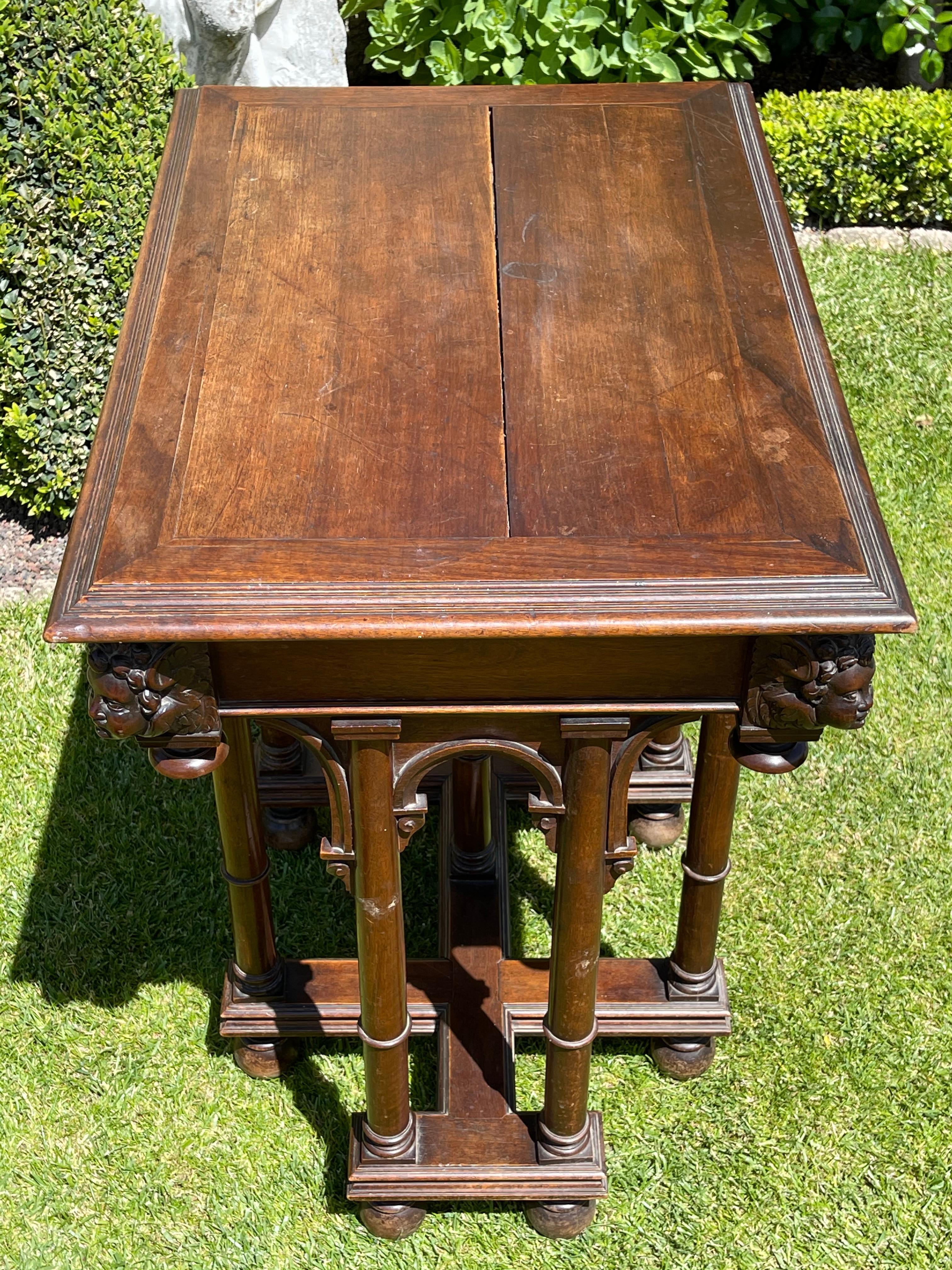 Renaissance Style Walnut Small Table, 19th Century 6