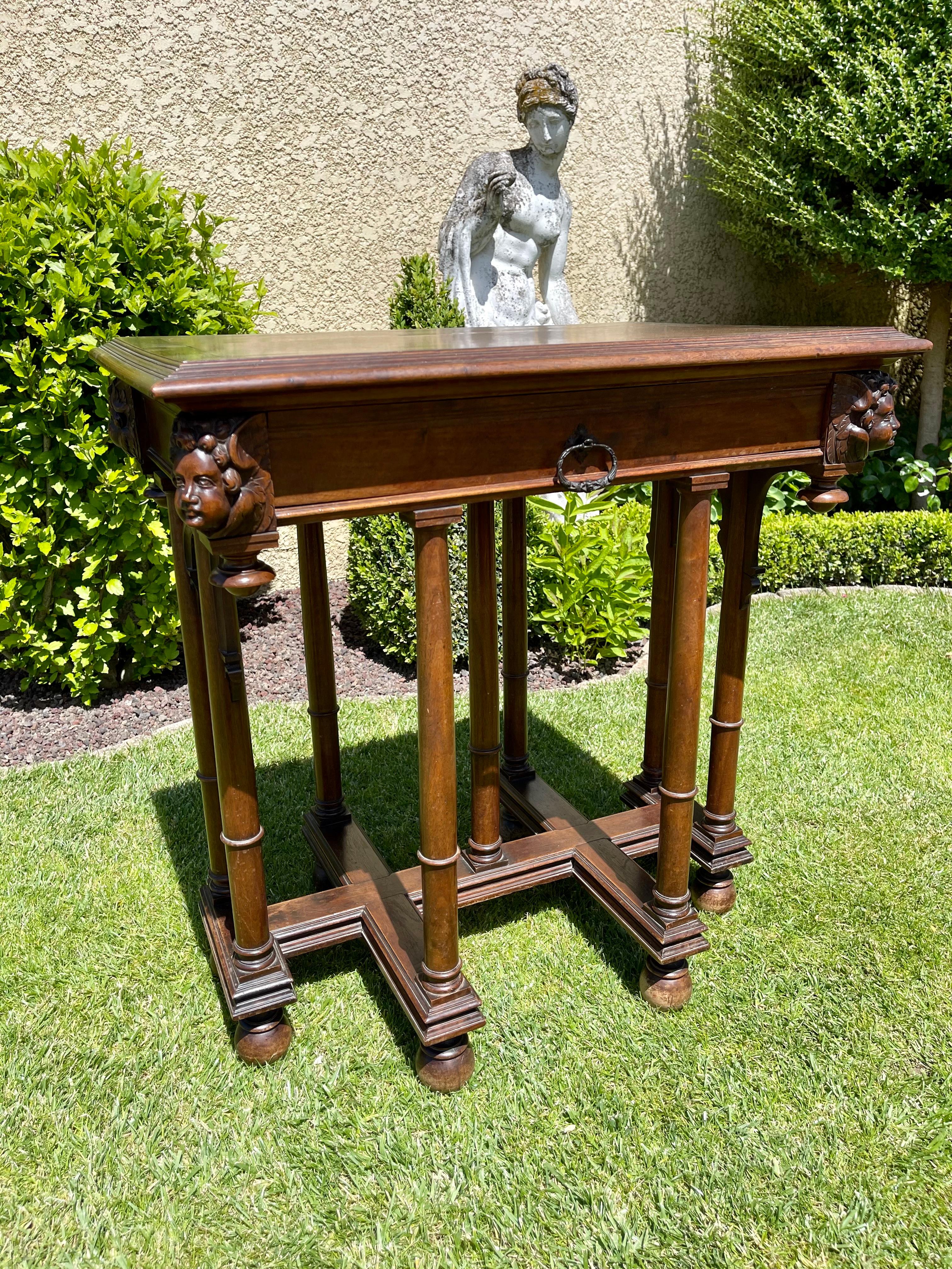 Renaissance Style Walnut Small Table, 19th Century 7