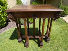 Renaissance Style Walnut Small Table, 19th Century