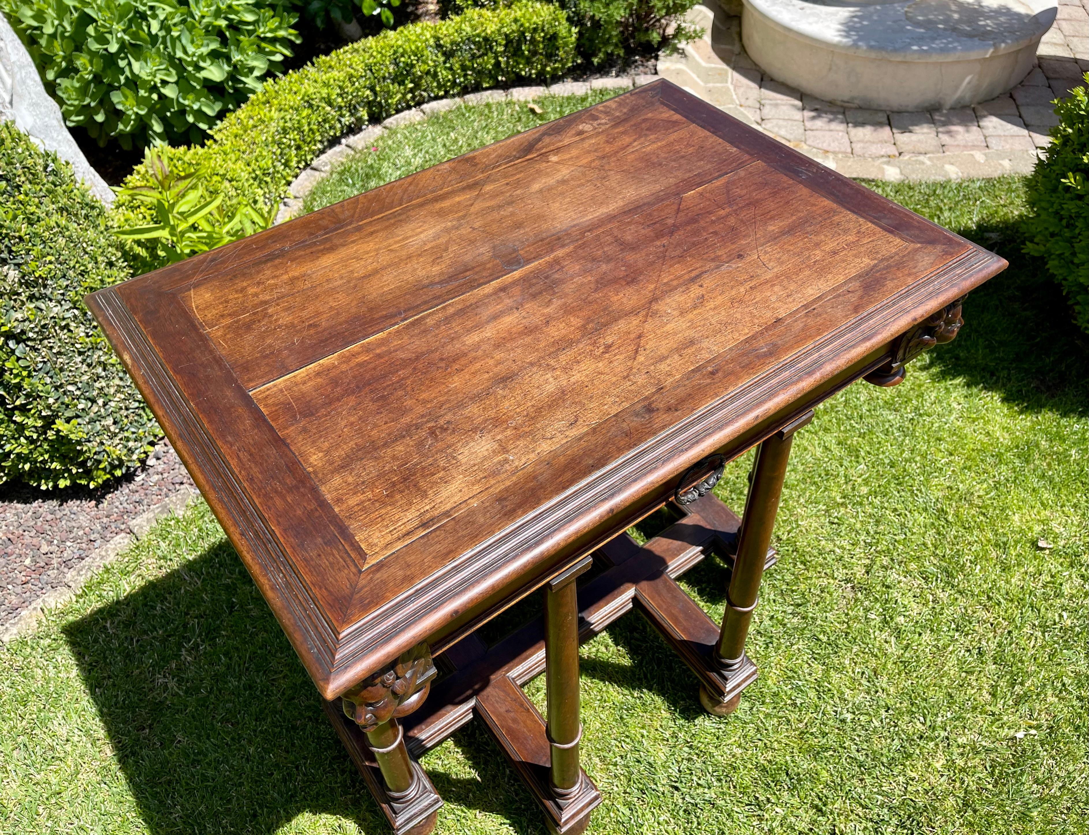 Renaissance Revival Renaissance Style Walnut Small Table, 19th Century