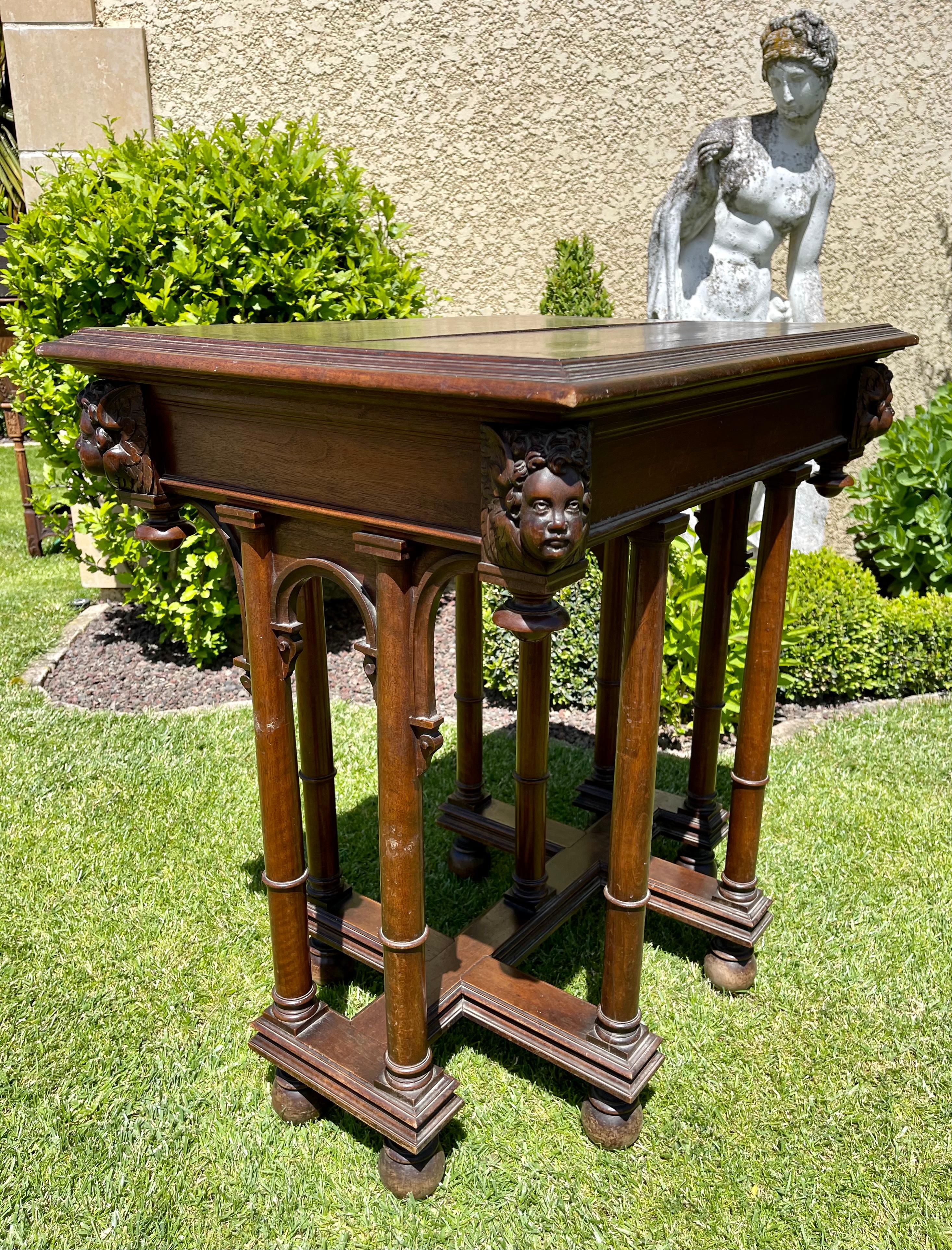 French Renaissance Style Walnut Small Table, 19th Century