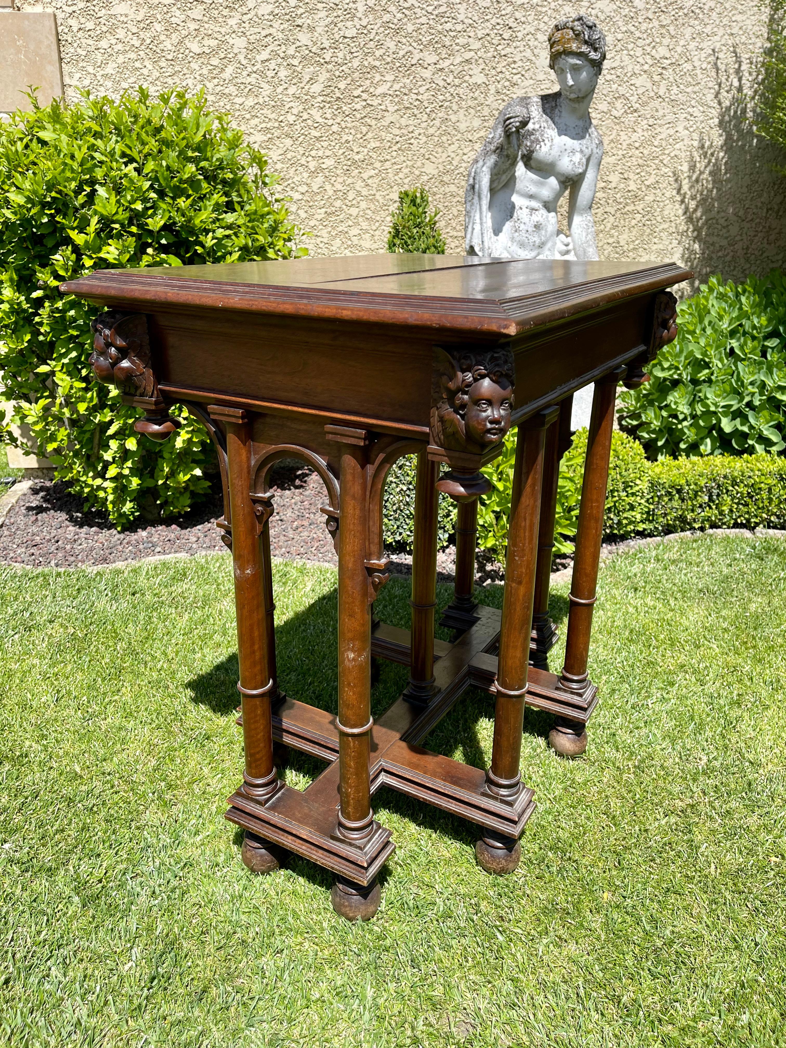 Renaissance Style Walnut Small Table, 19th Century 3