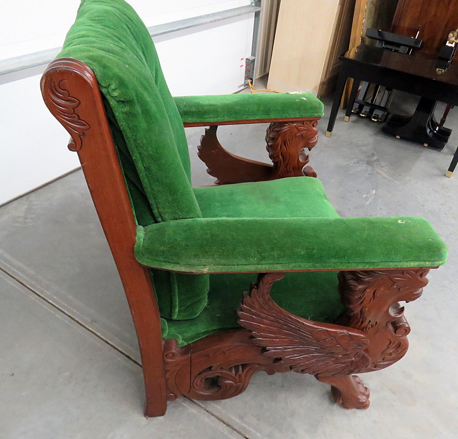 Renaissance Style Winged Griffin Chair Attributed to RJ Horner 1